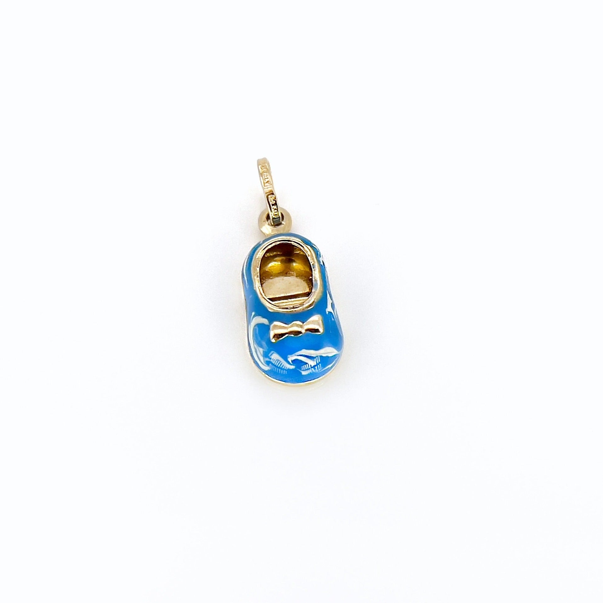 Blue Enamel Baby Shoe Charm
