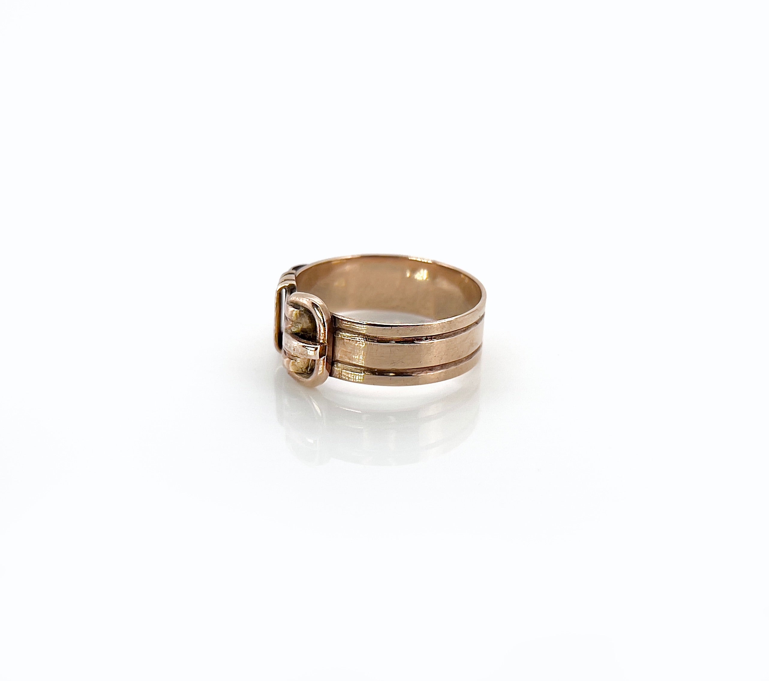 Victorian Rose Gold Buckle Ring, Size 6.25