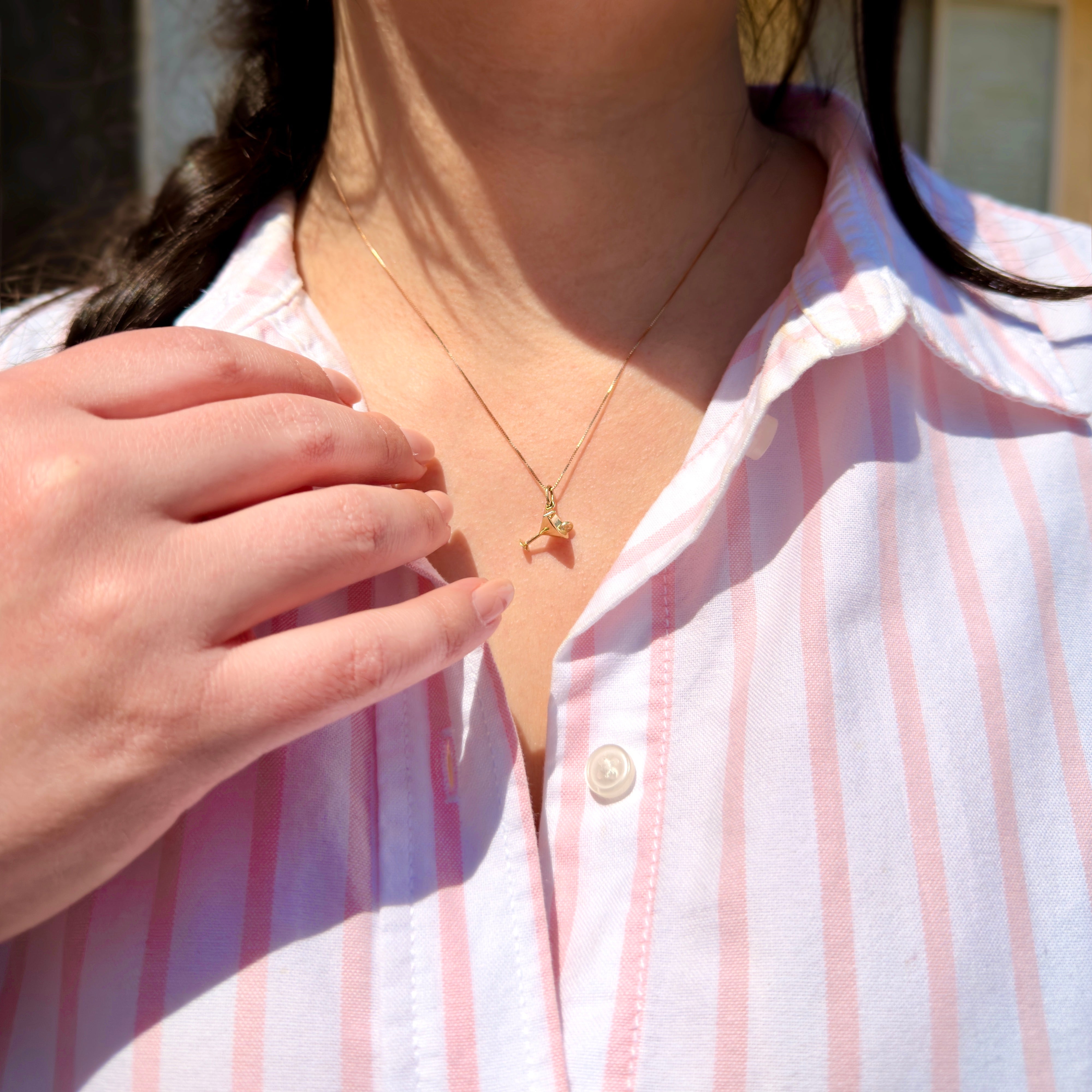 14K Yellow Gold Martini Glass 3D Charm