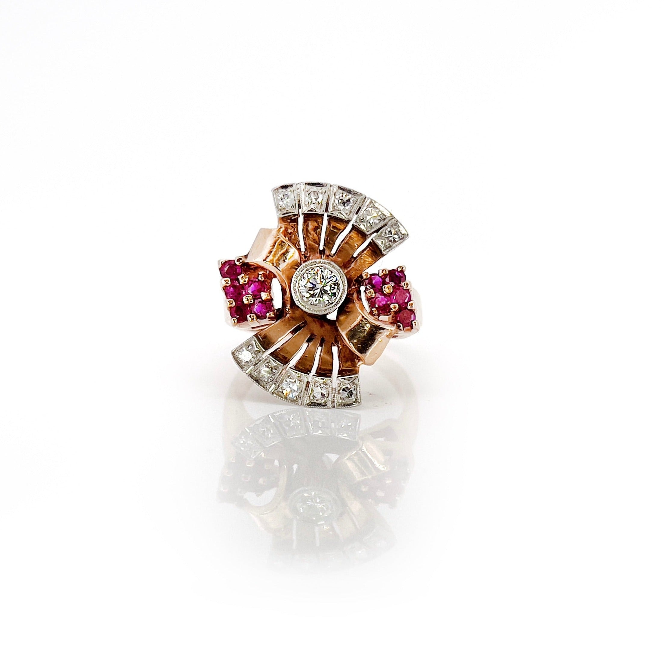 Retro Diamond & Ruby Ring, 0.32 cttw, Size 8.25