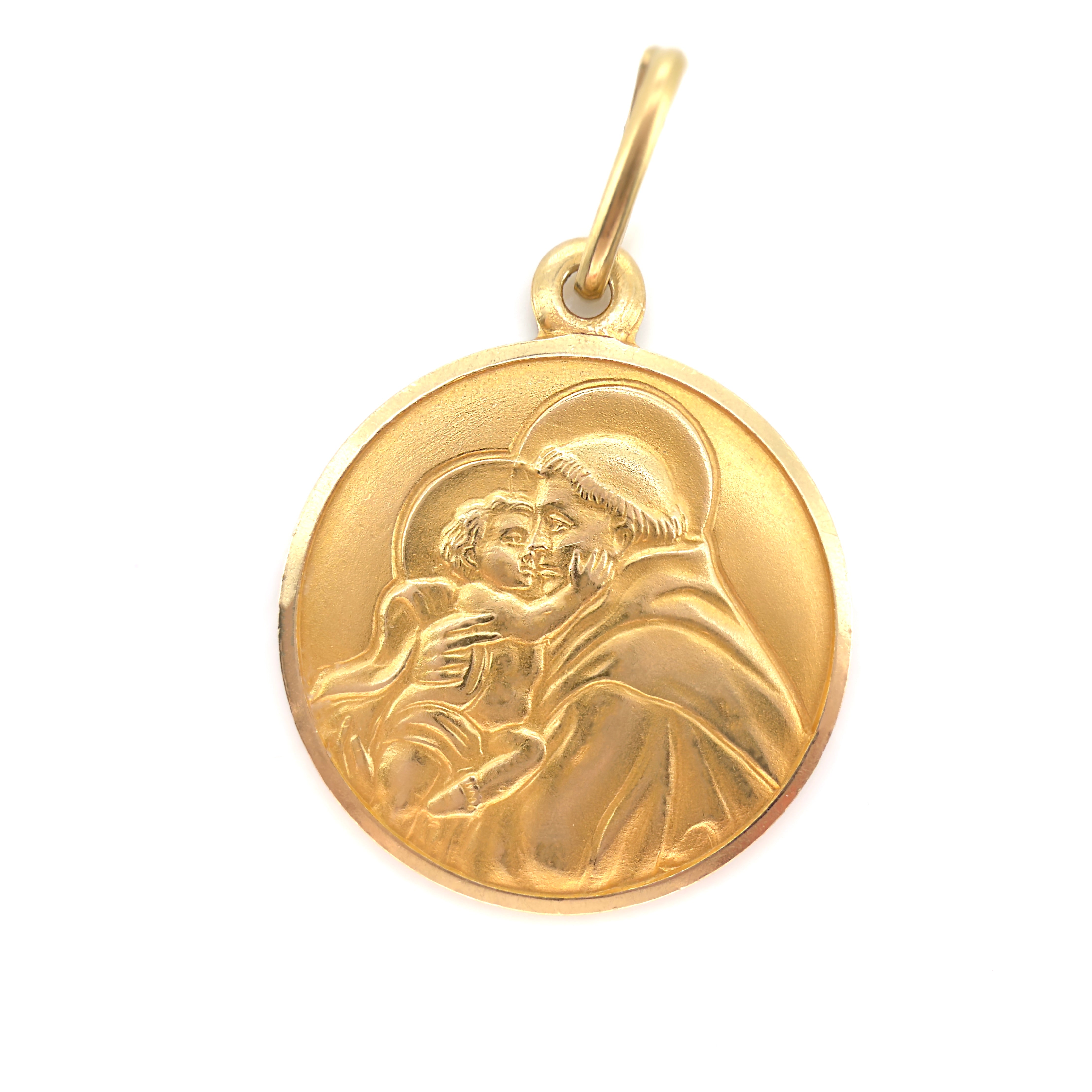 Vintage 1960s Italian 18K Saint Anthony of Padua Holding Baby Jesus Medallion