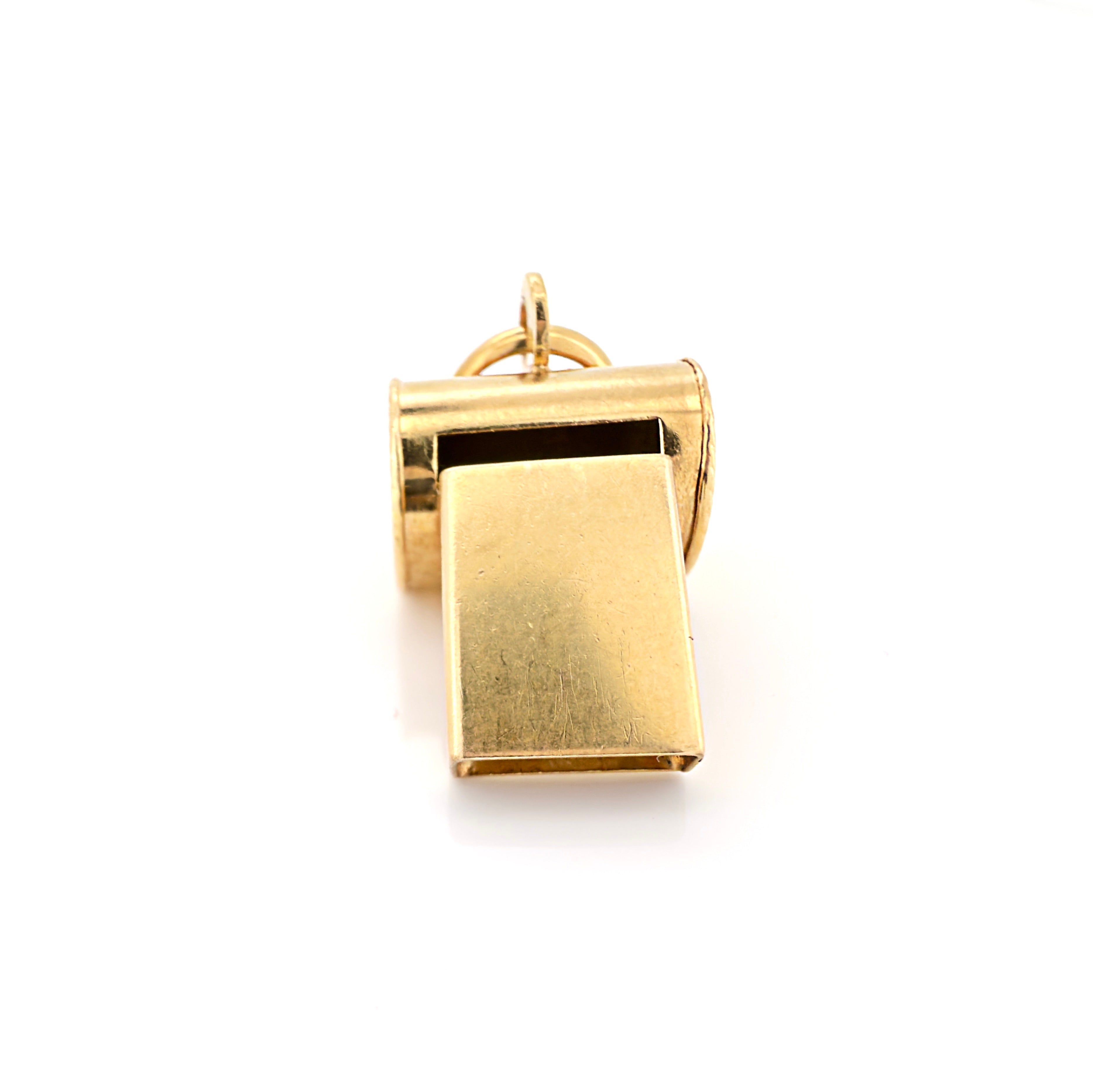 Vintage 18K Yellow Gold Whistle Charm, Pendant