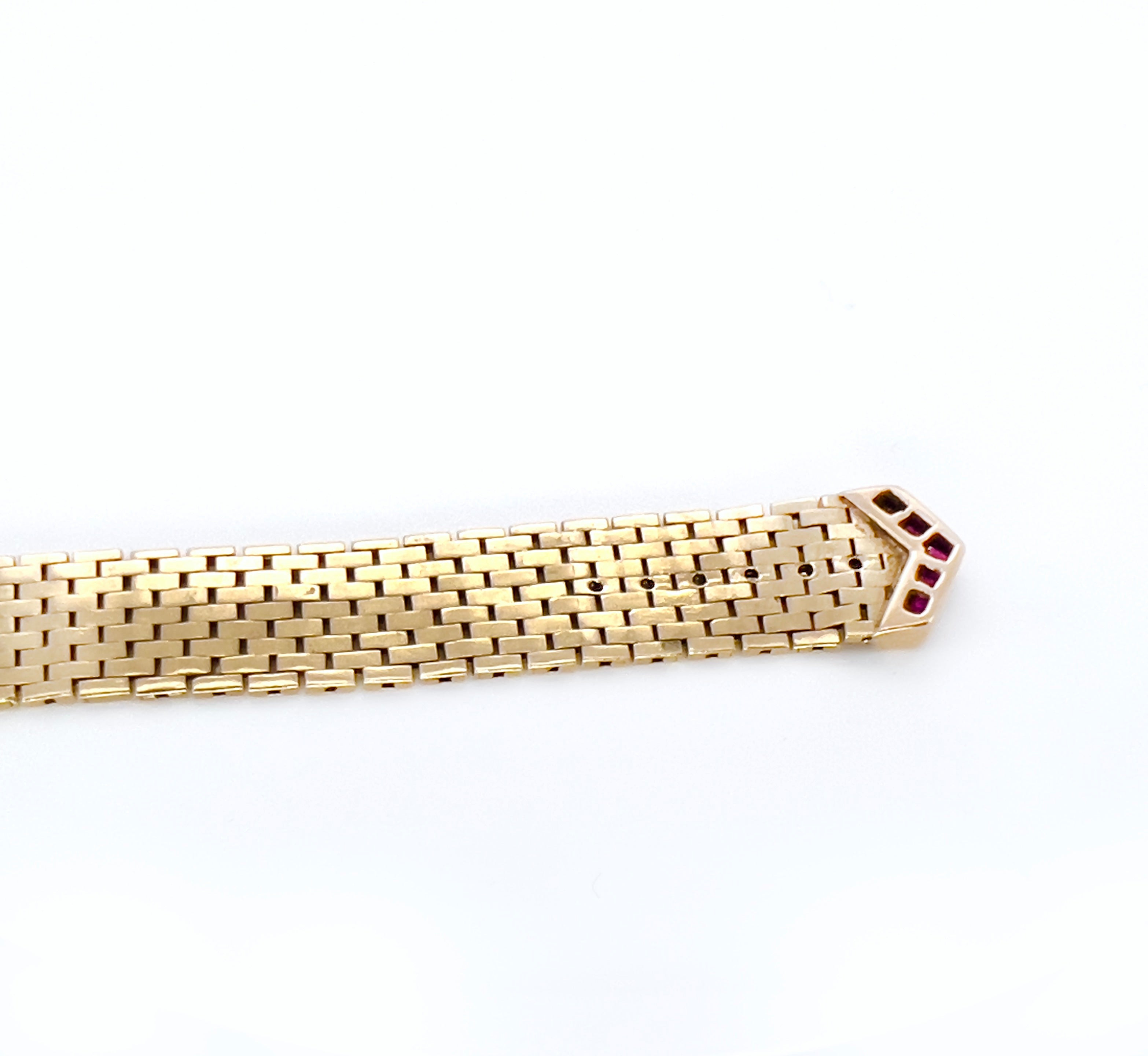 Retro Adjustable Buckle Ring, Diamonds, Rubies, Size 3 to 8.5, 14K