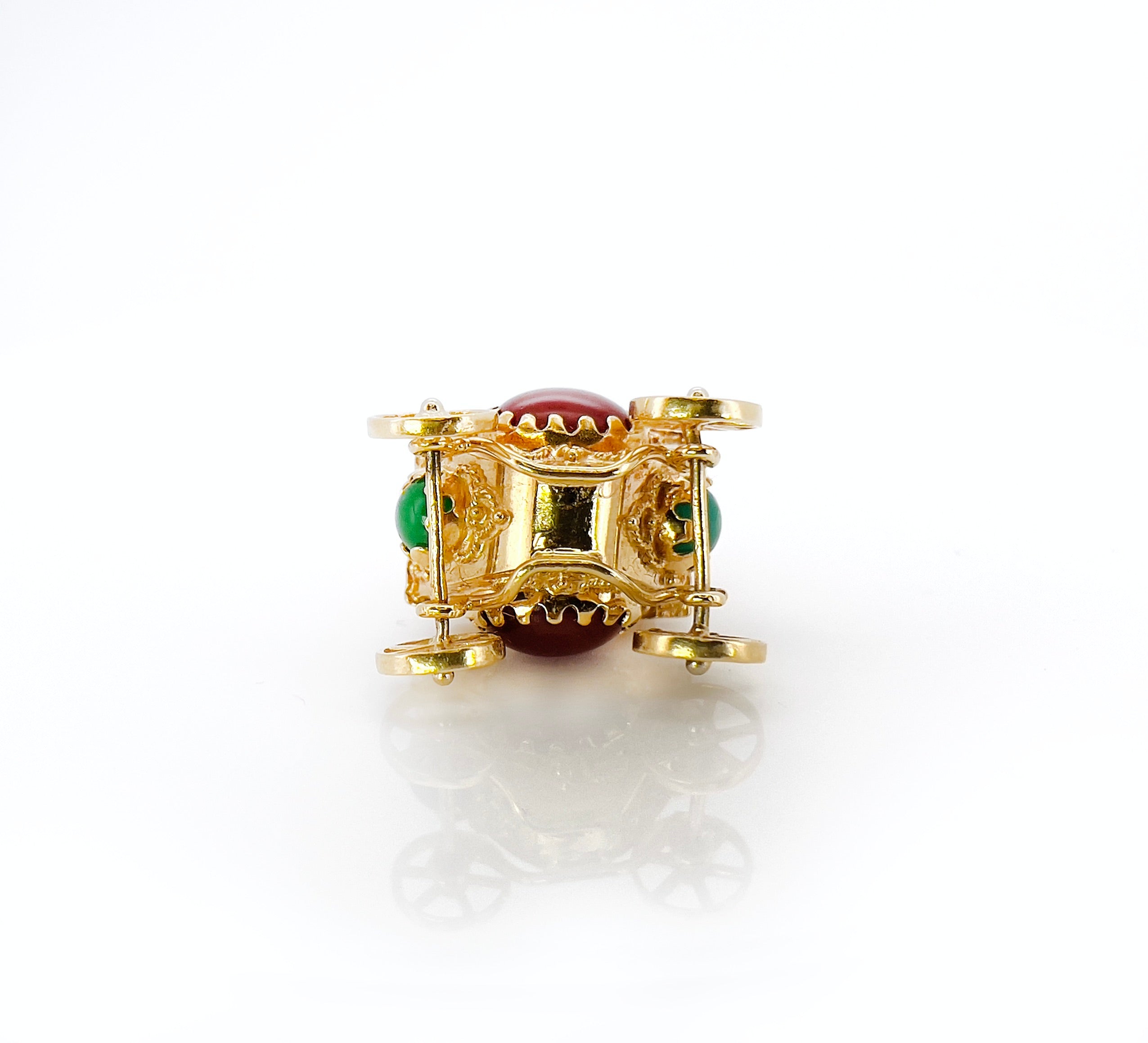 Vintage Carnelian Cinderella Carriage Pendant, 18K