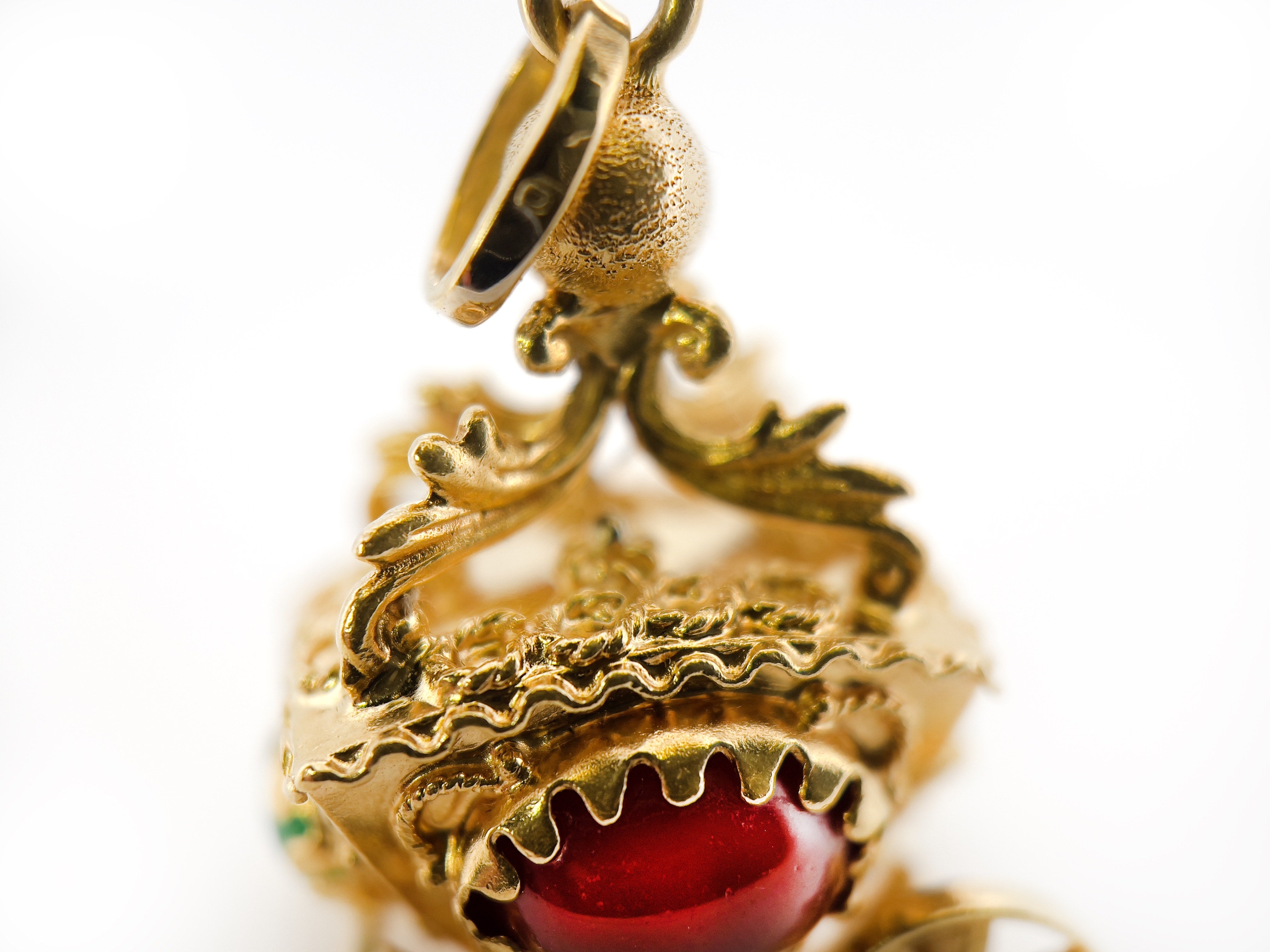 Vintage Carnelian Cinderella Carriage Pendant, 18K