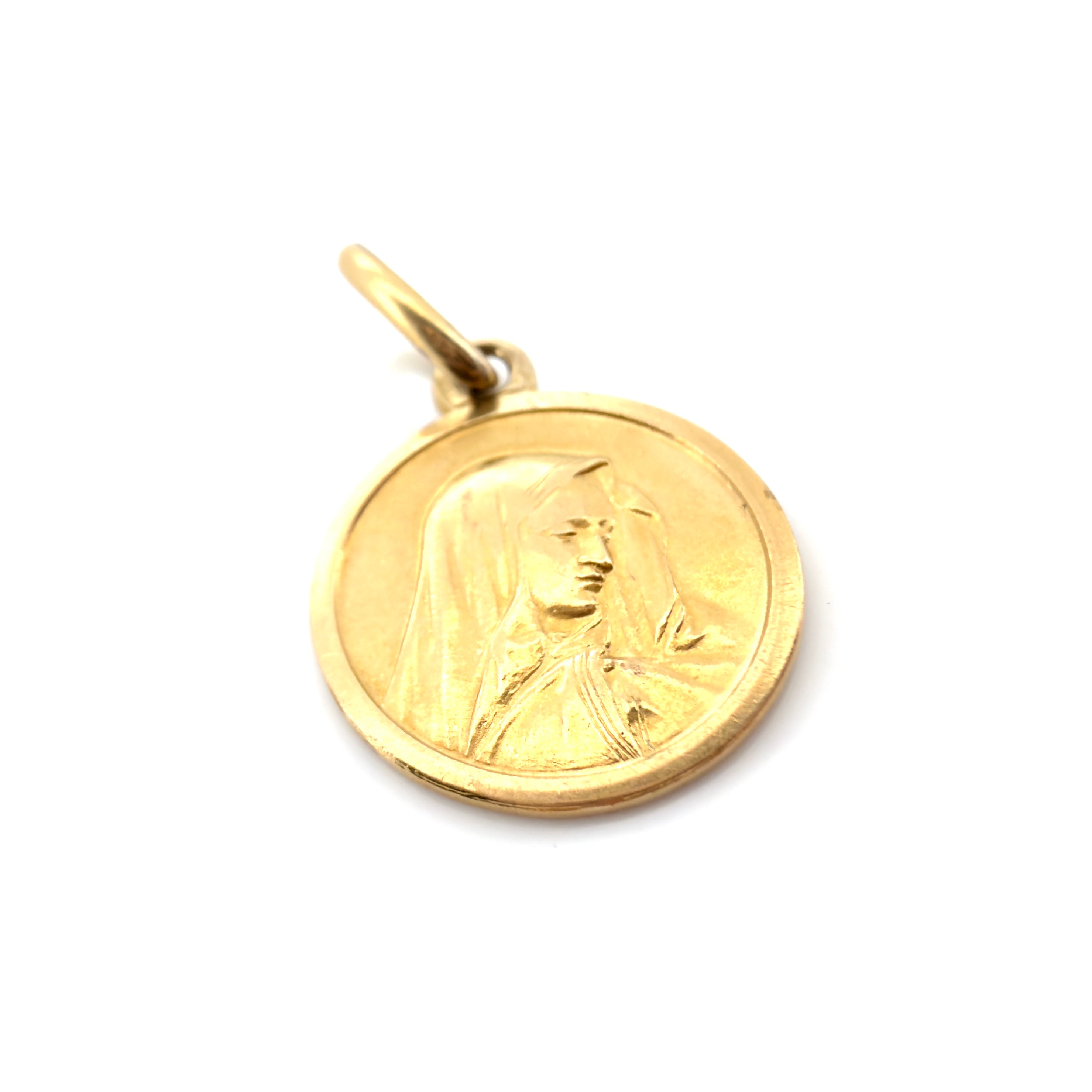 Vintage 1960s Italian 18K Virgin Mary Medallion, Pendant