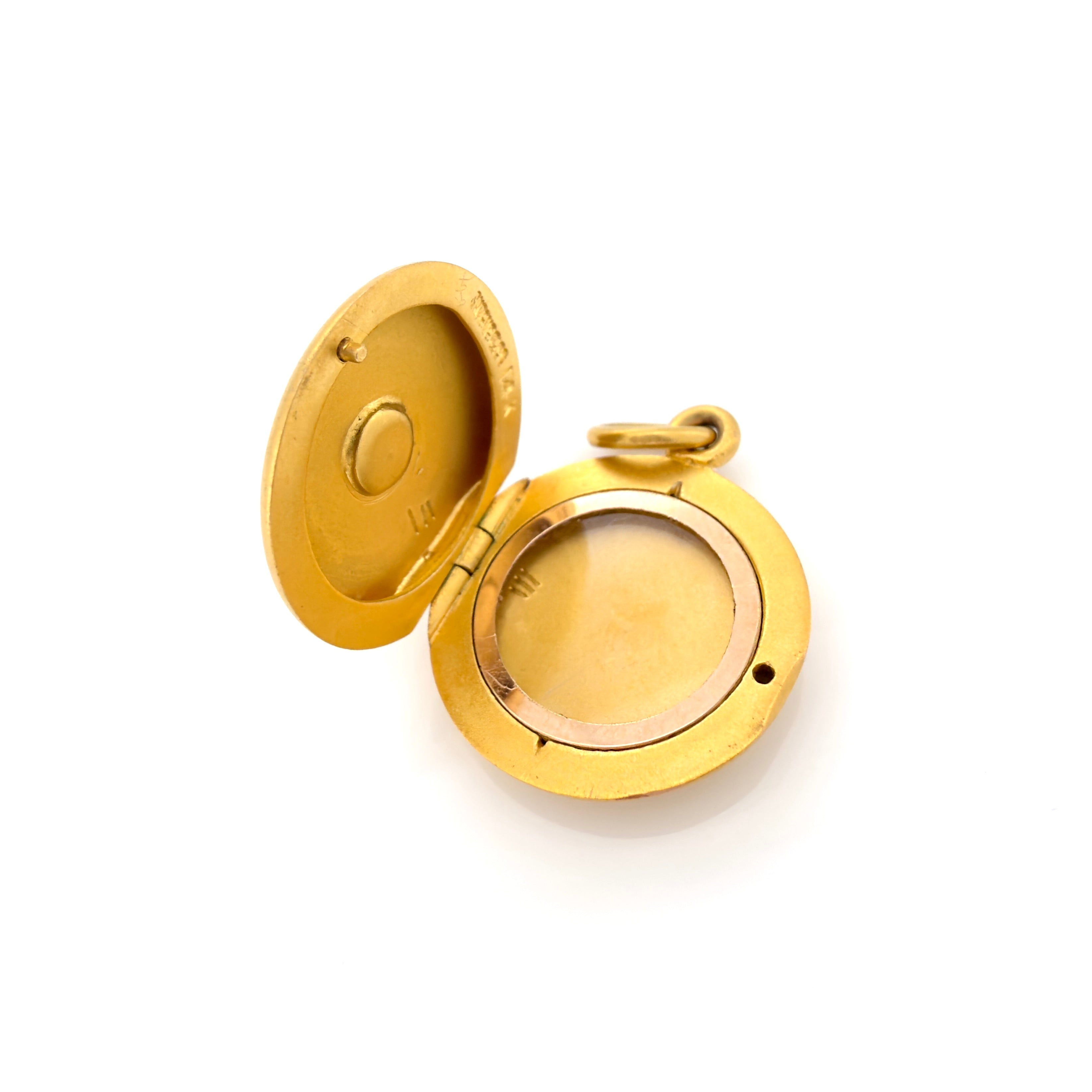 Edwardian Shreve & Co. Celestial Bloomed Gold Pearl Locket, Elizabeth 1902