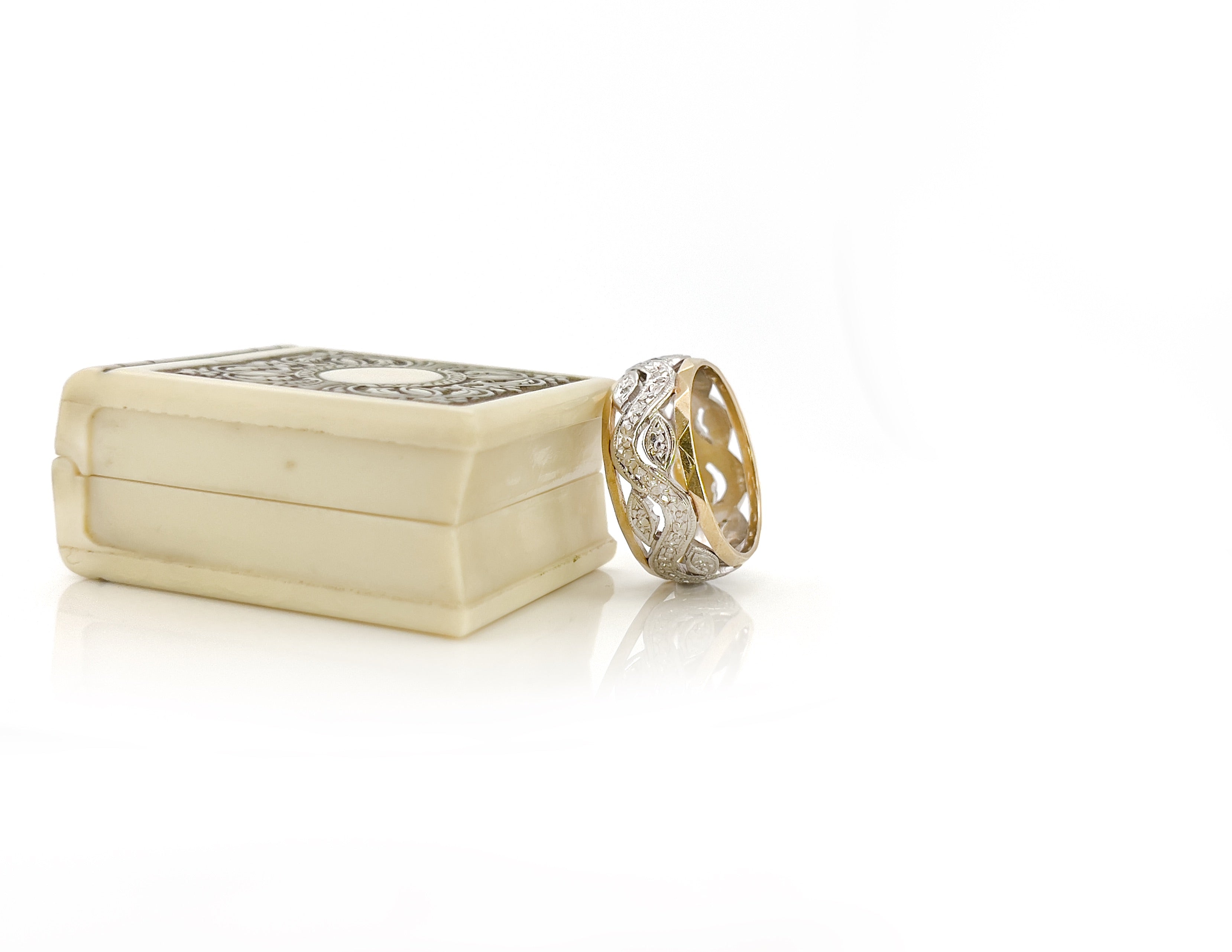 Retro Two Tone Orange Blossom Ring, Vintage, 14K, Size 6.25