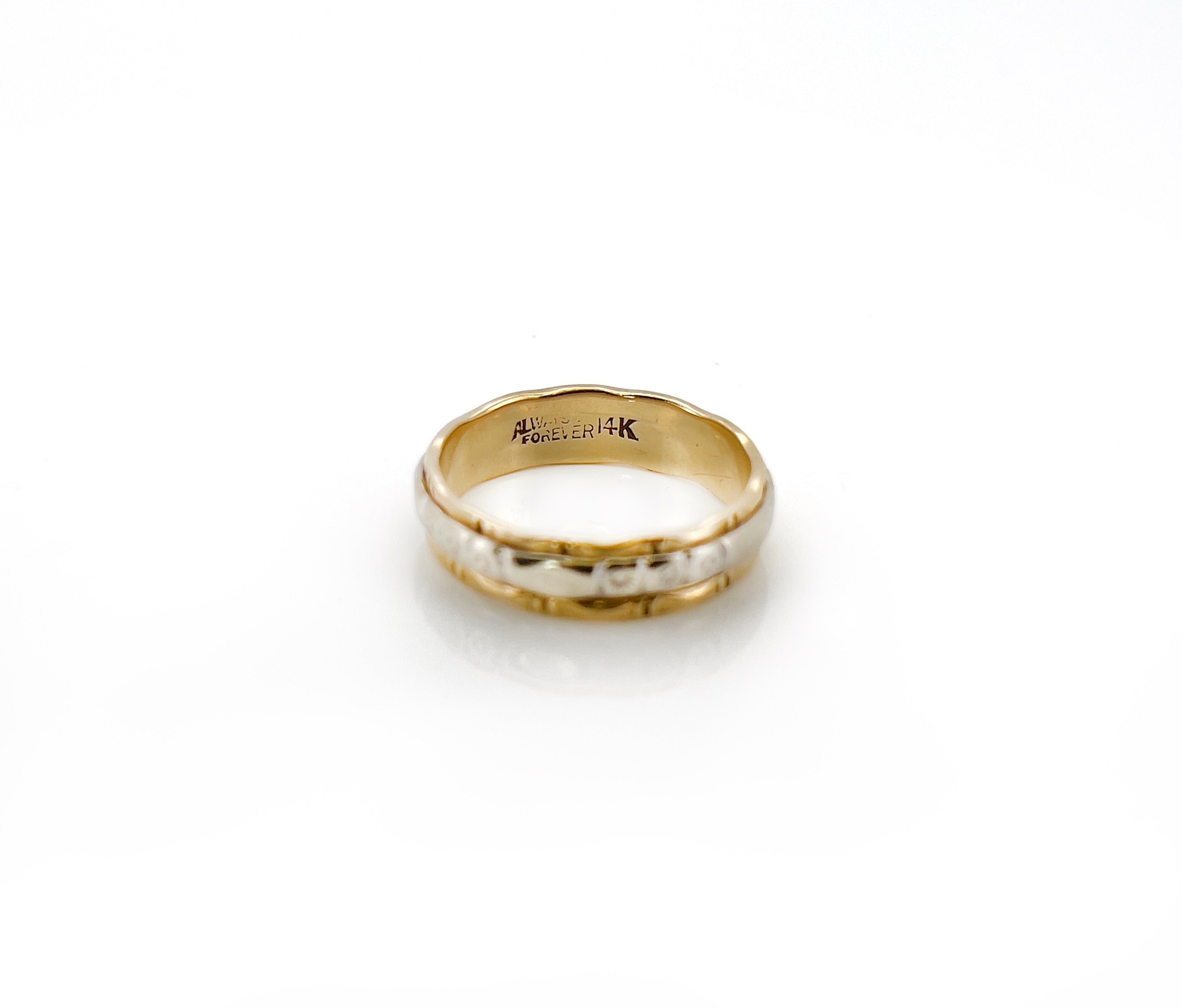 Retro Two Tone Wedding Band, Size 6.75