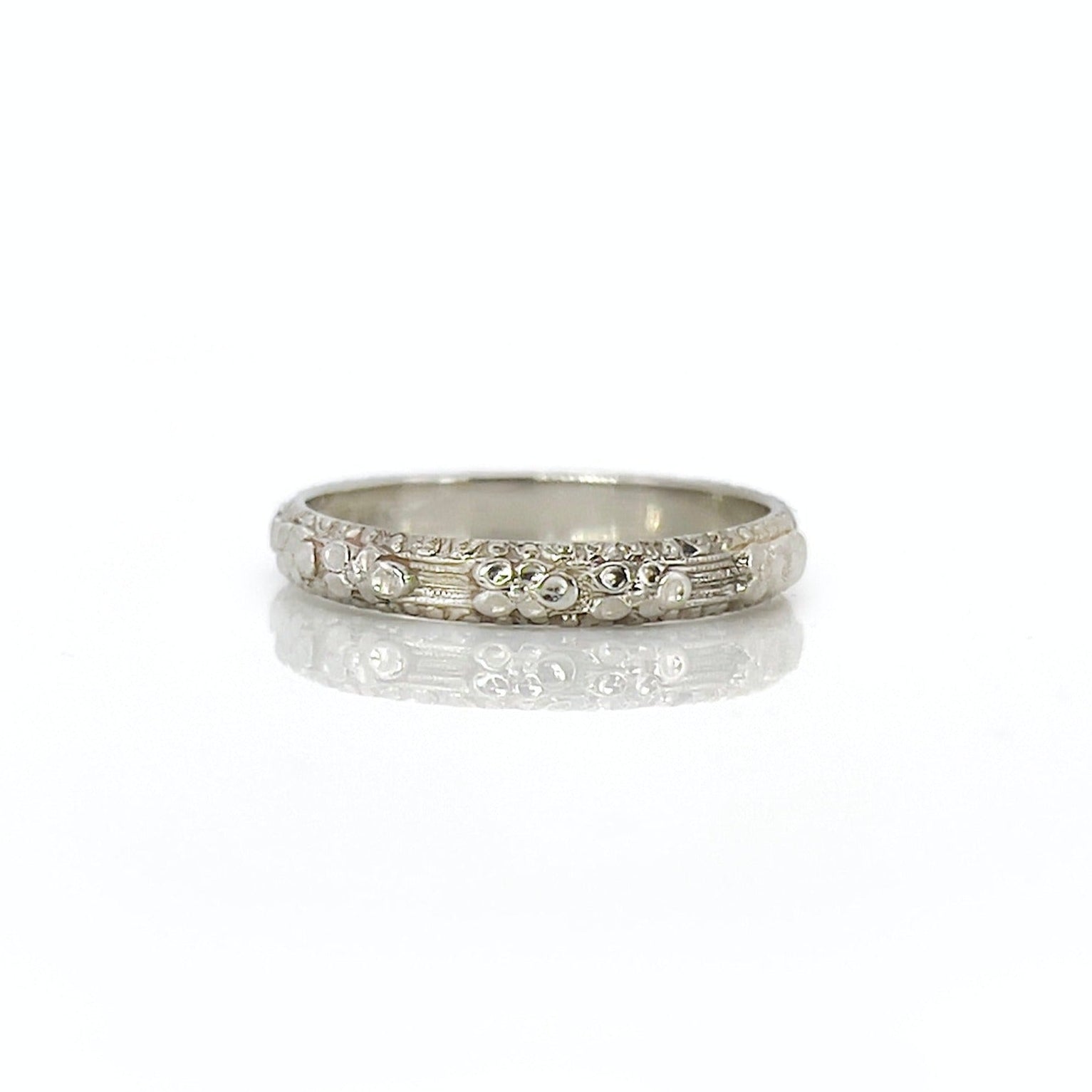 White Gold Floral Band, L’Amour, Size 5.25