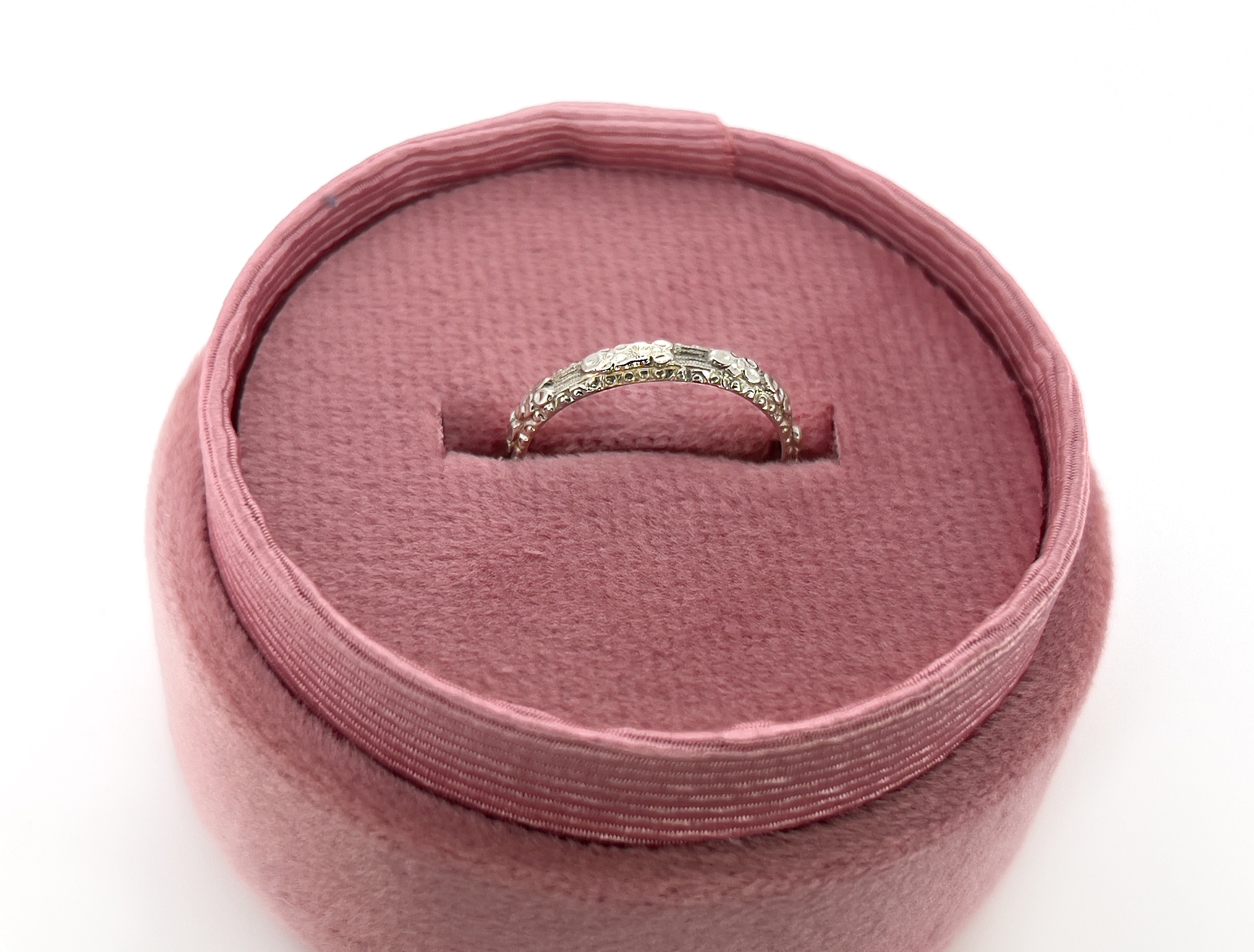 White Gold Floral Band, L’Amour, Size 5.25