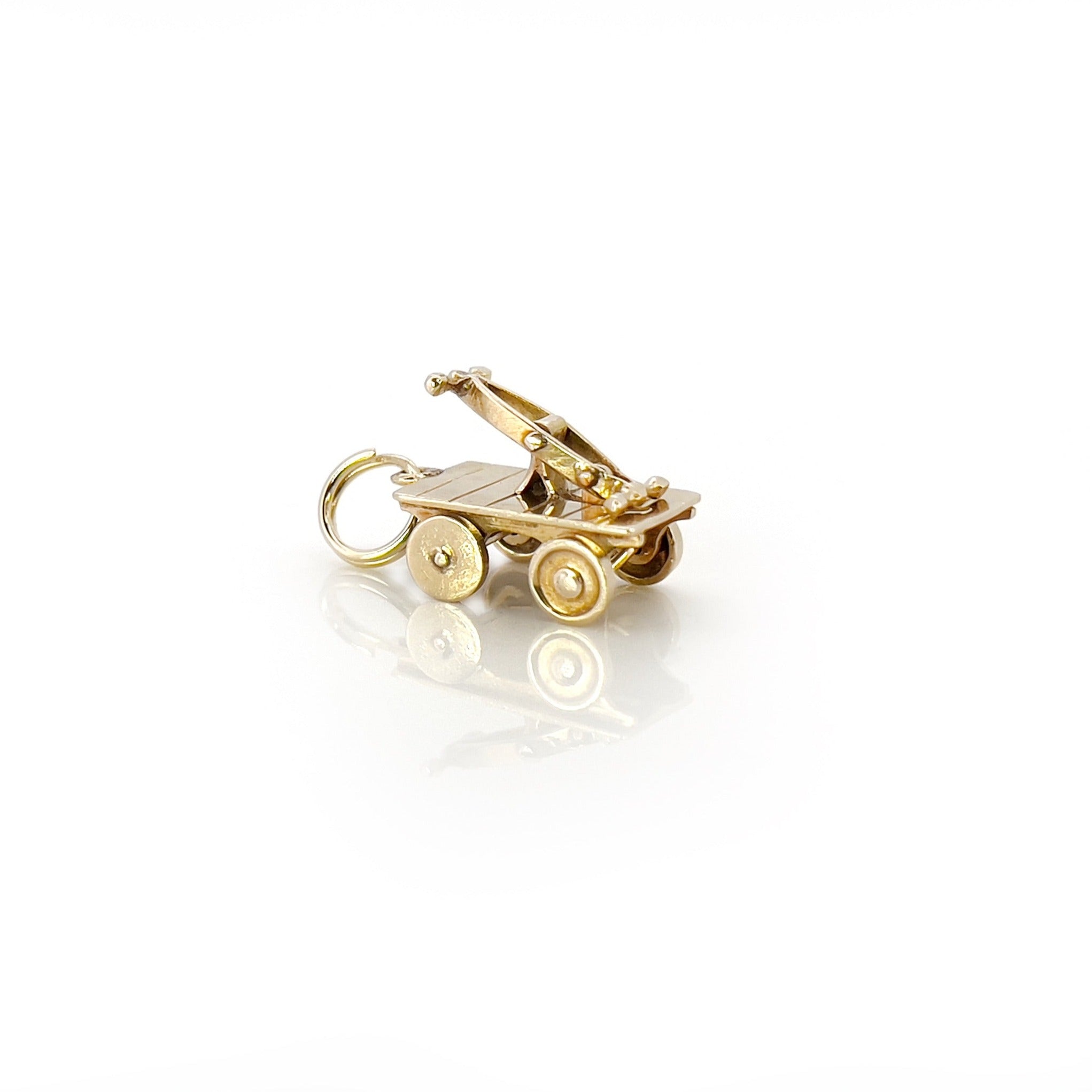 Vintage Railroad Handcar Charm, 14KT