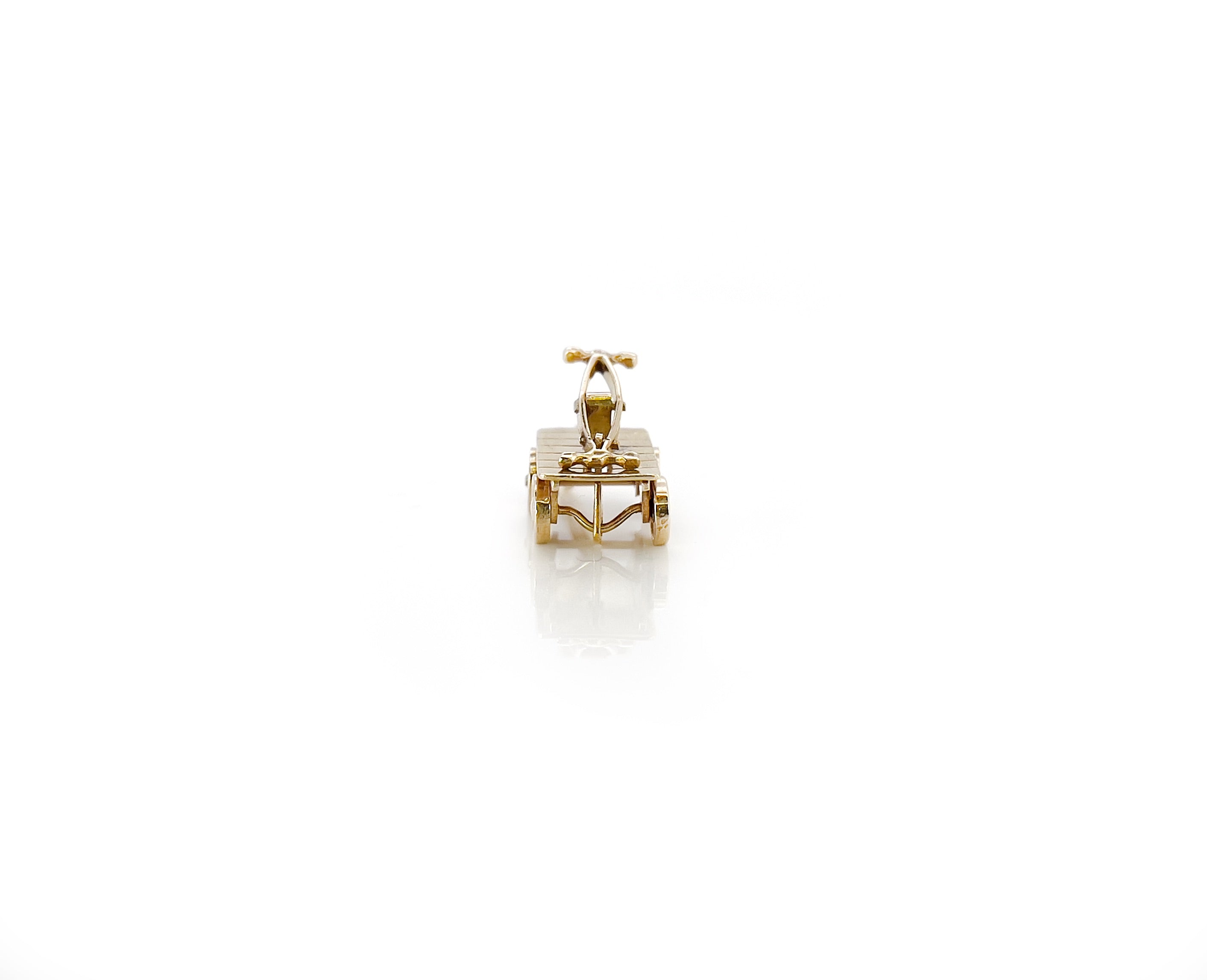 Vintage Railroad Handcar Charm, 14K