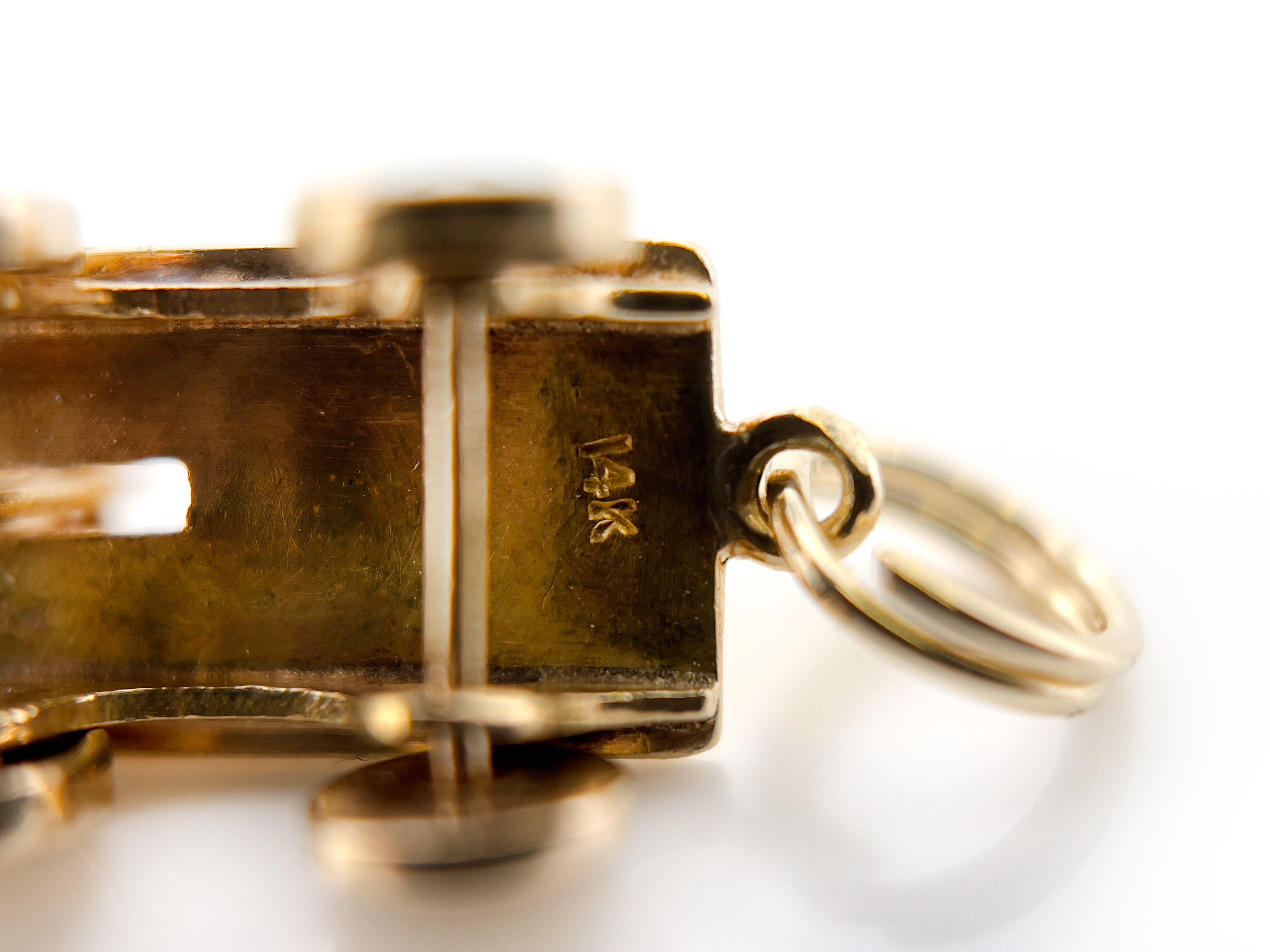 Vintage Railroad Handcar Charm, 14K