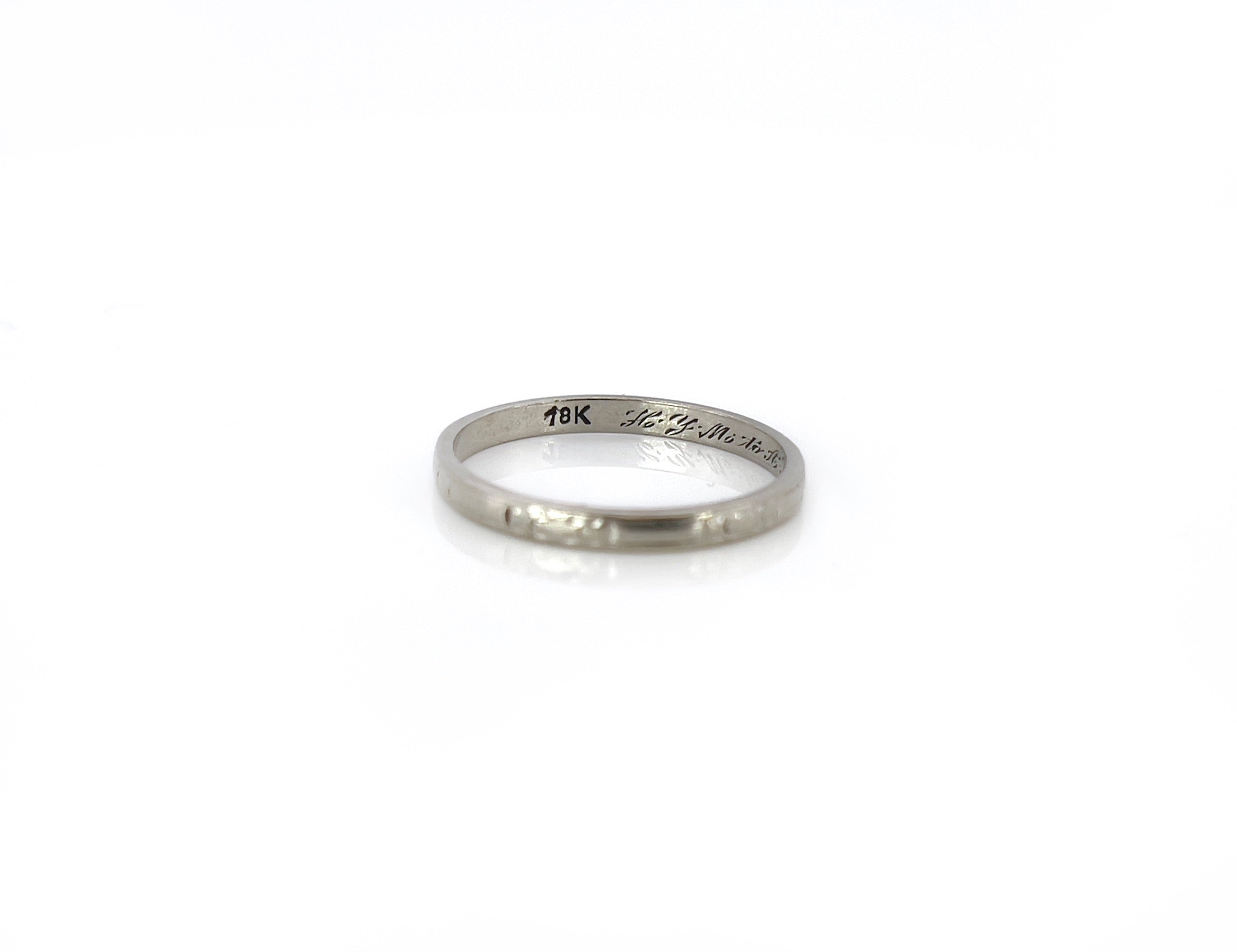 Art Deco Floral Eternity Ring, H.Y.M. to A.N.W 3/11/34, 14K