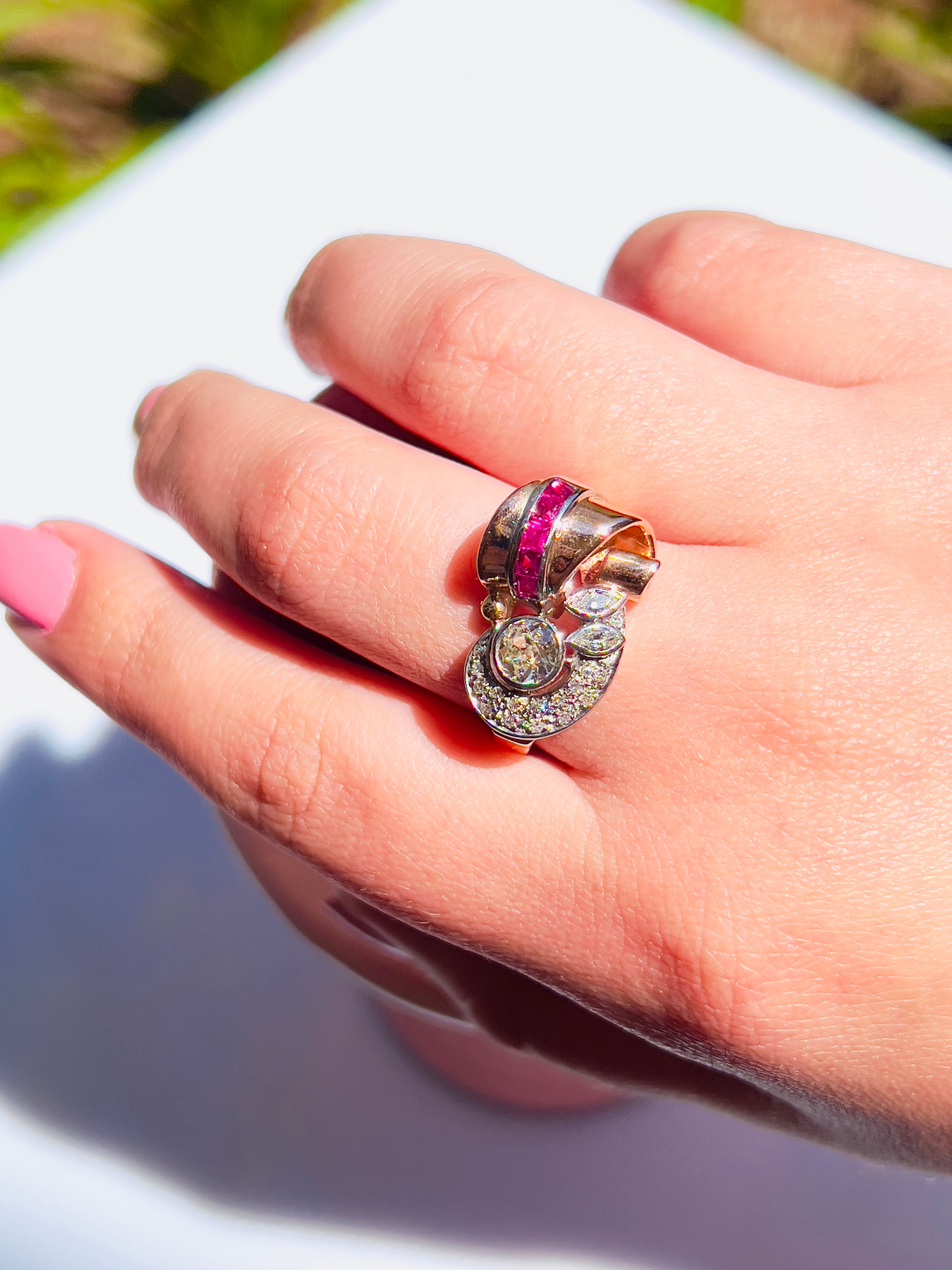 Retro Old Mine Cut Diamond Ring, 0.65cttw, Size 9.5, 14K