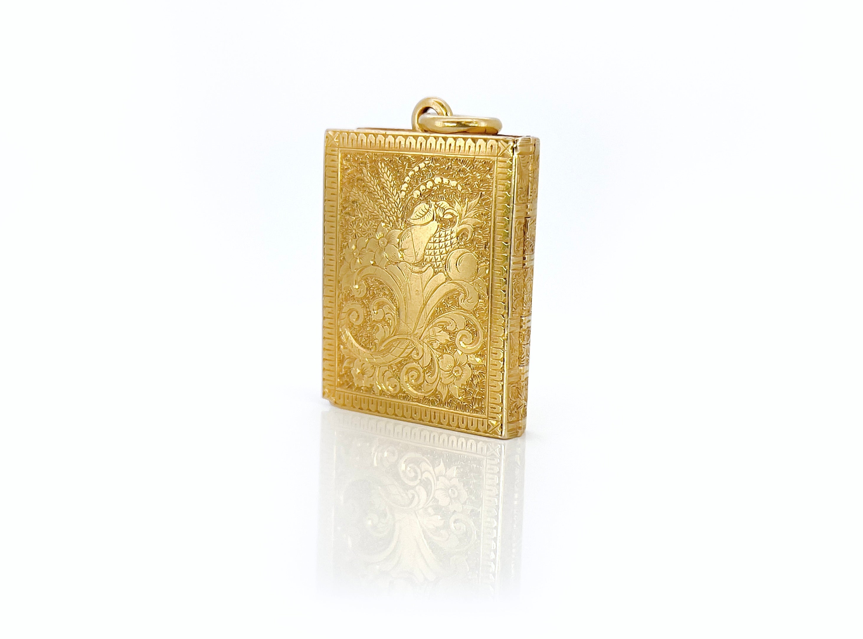 Victorian Book Locket, Antique, 18K