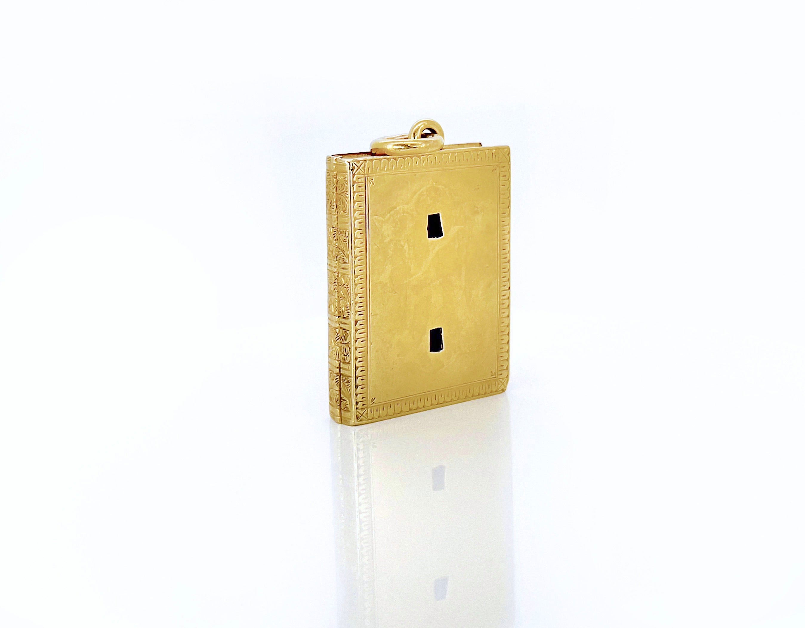 Victorian Book Locket, Antique, 18K
