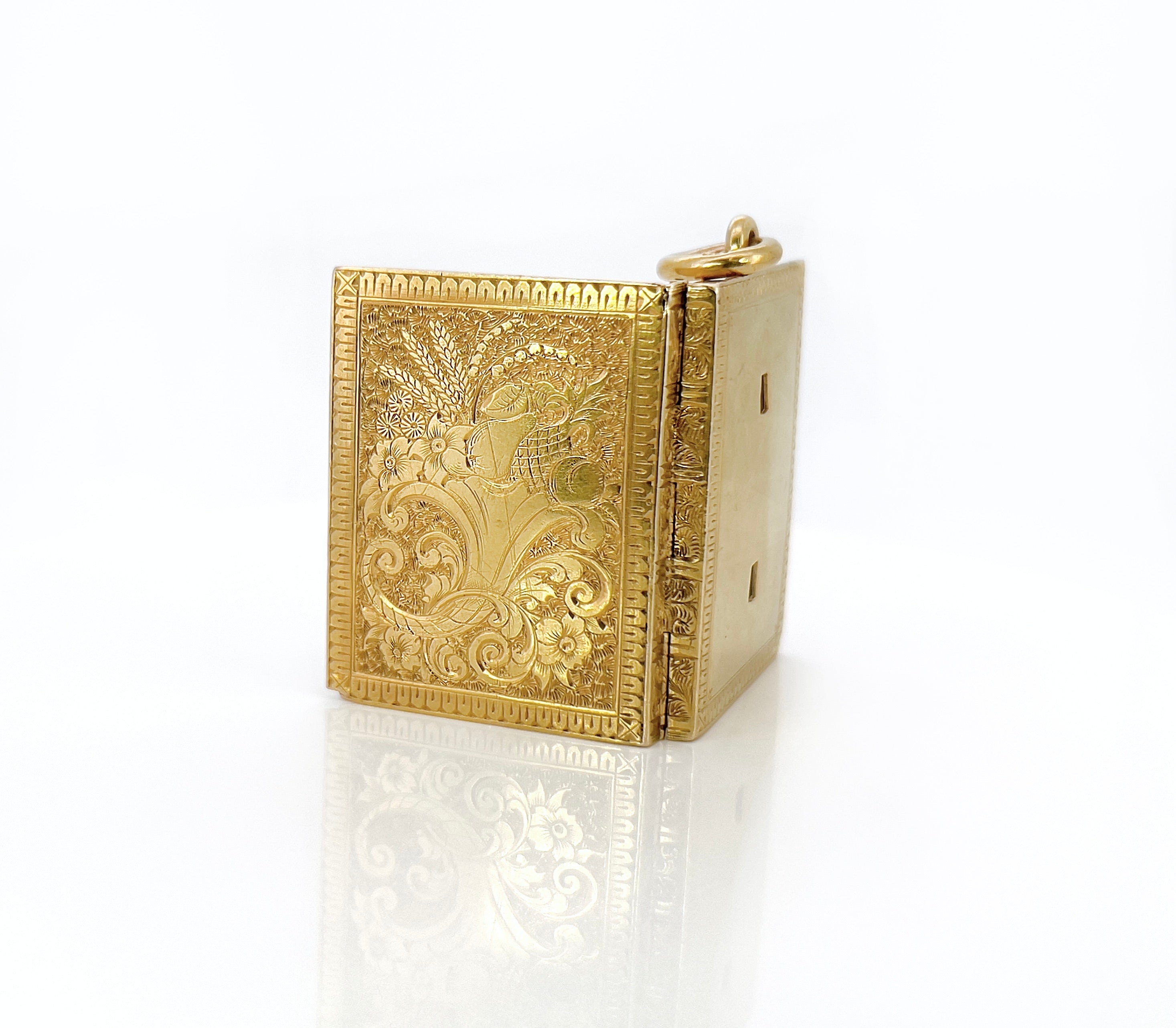 Victorian Book Locket, Antique, 18K