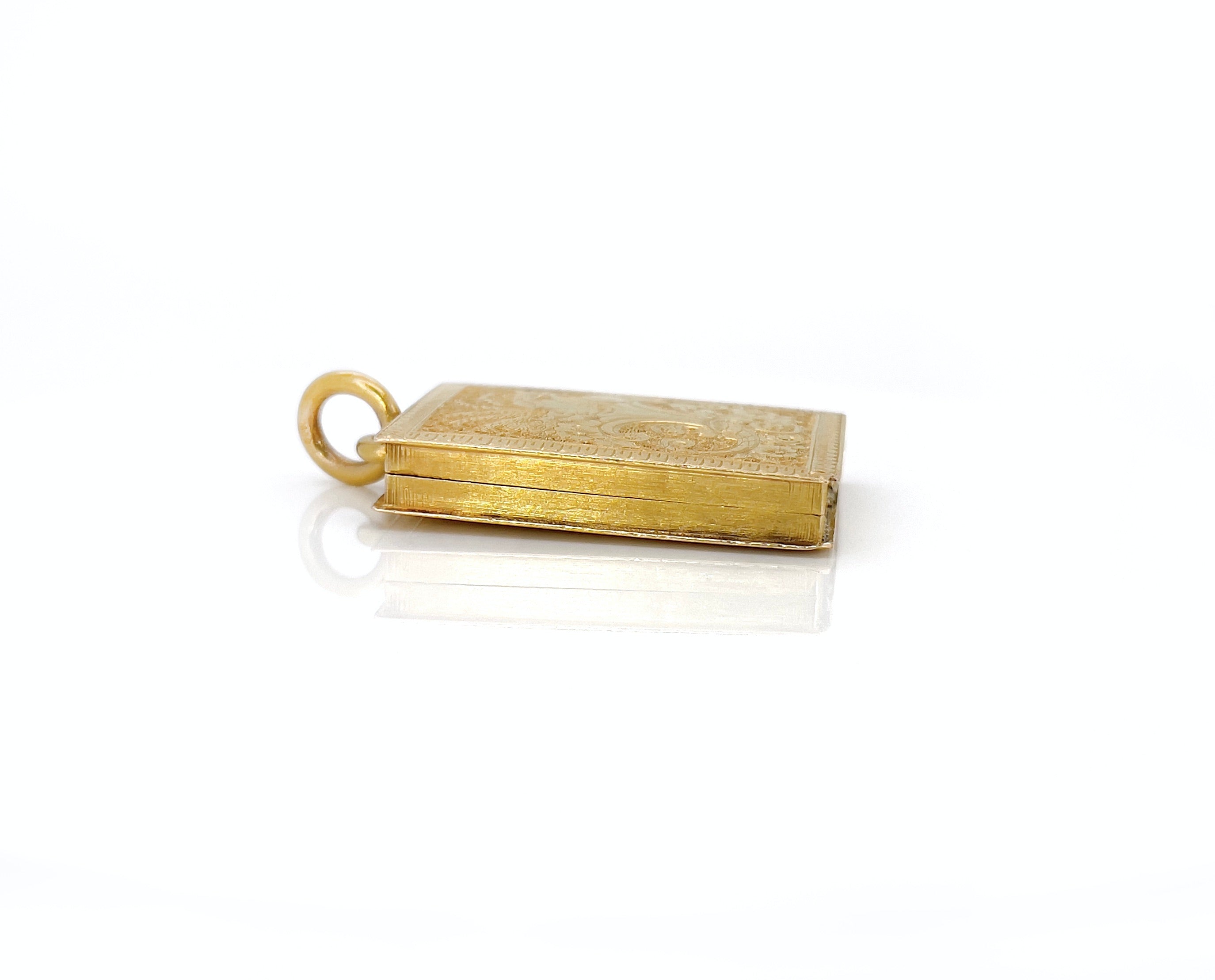 Victorian Book Locket, Antique, 18K
