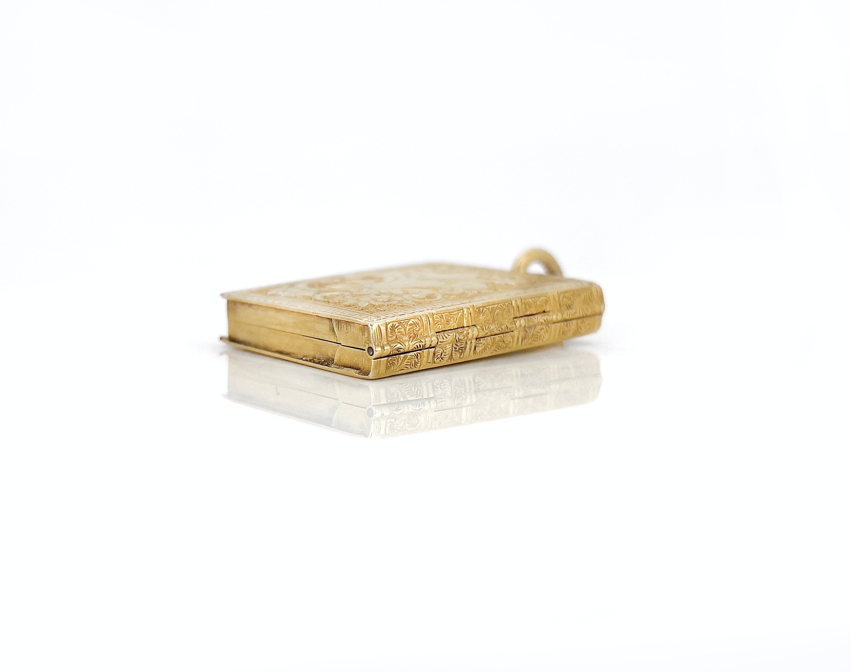 Victorian Book Locket, Antique, 18K