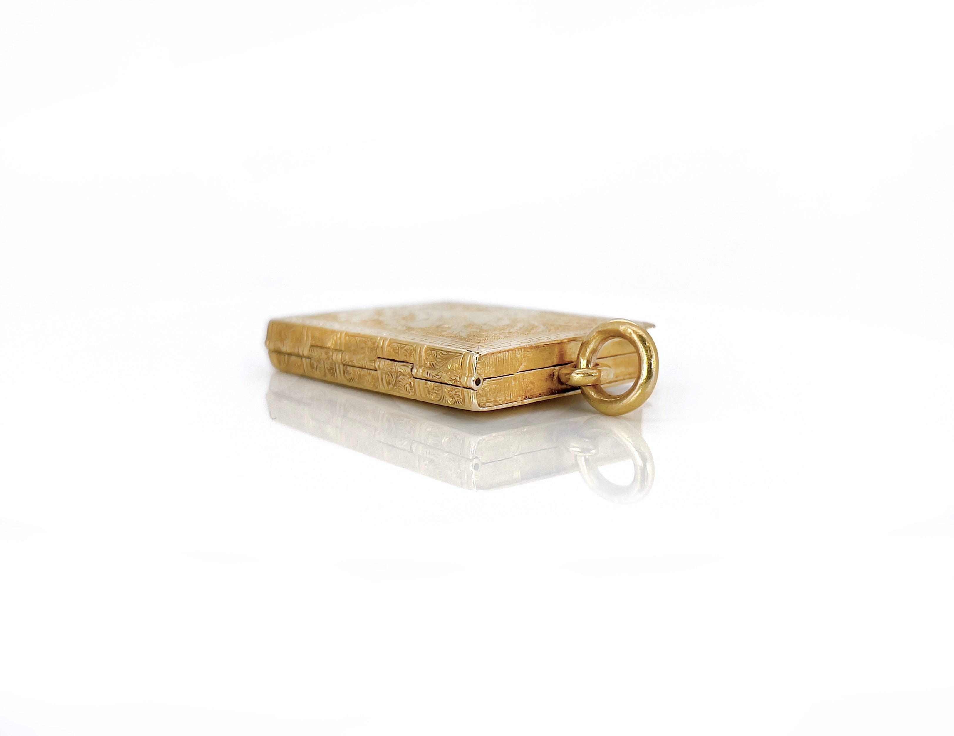 Victorian Book Locket, Antique, 18K