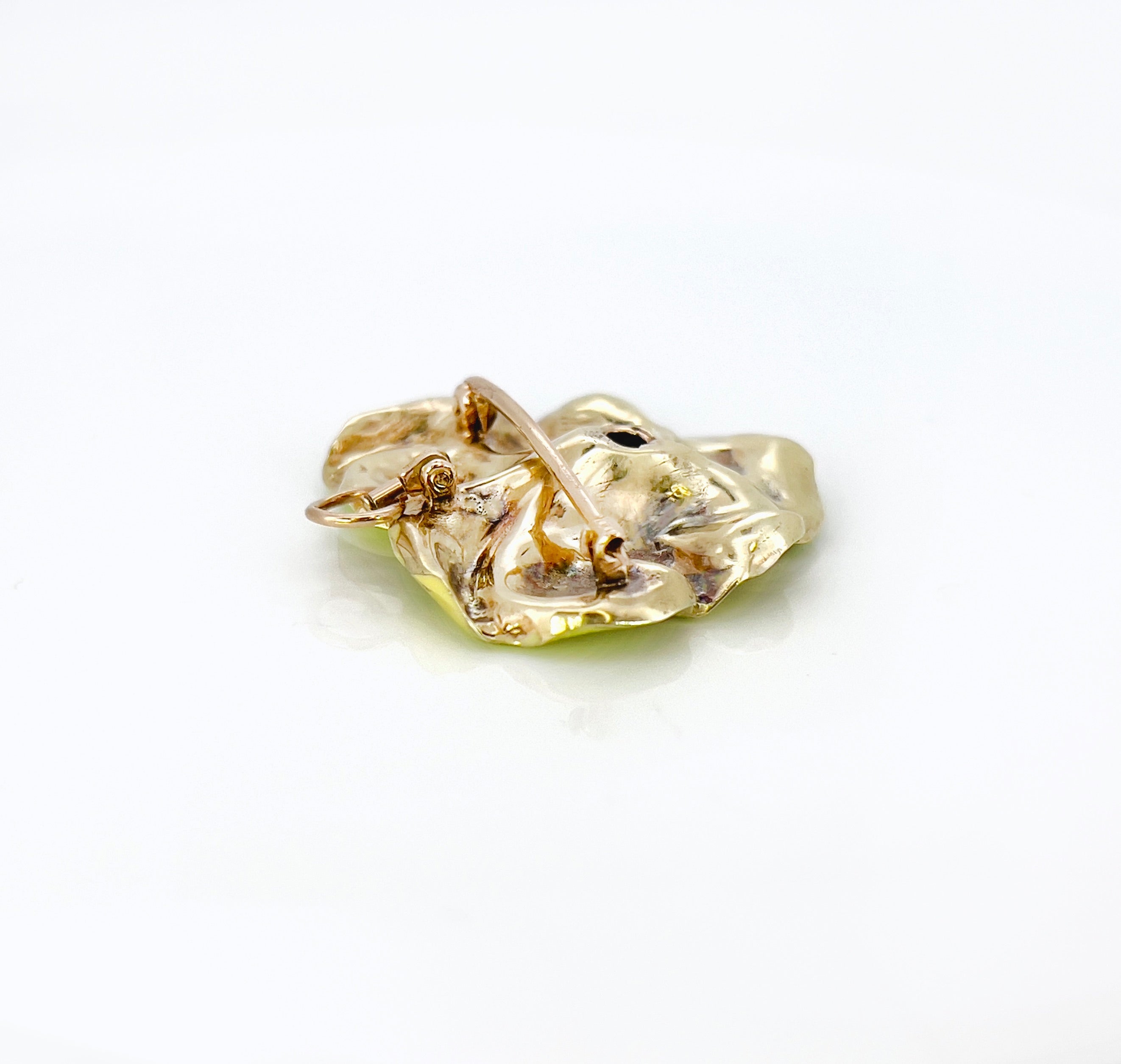 Victorian Lime Green Pansy Brooch, Pendant, Antique, 14K