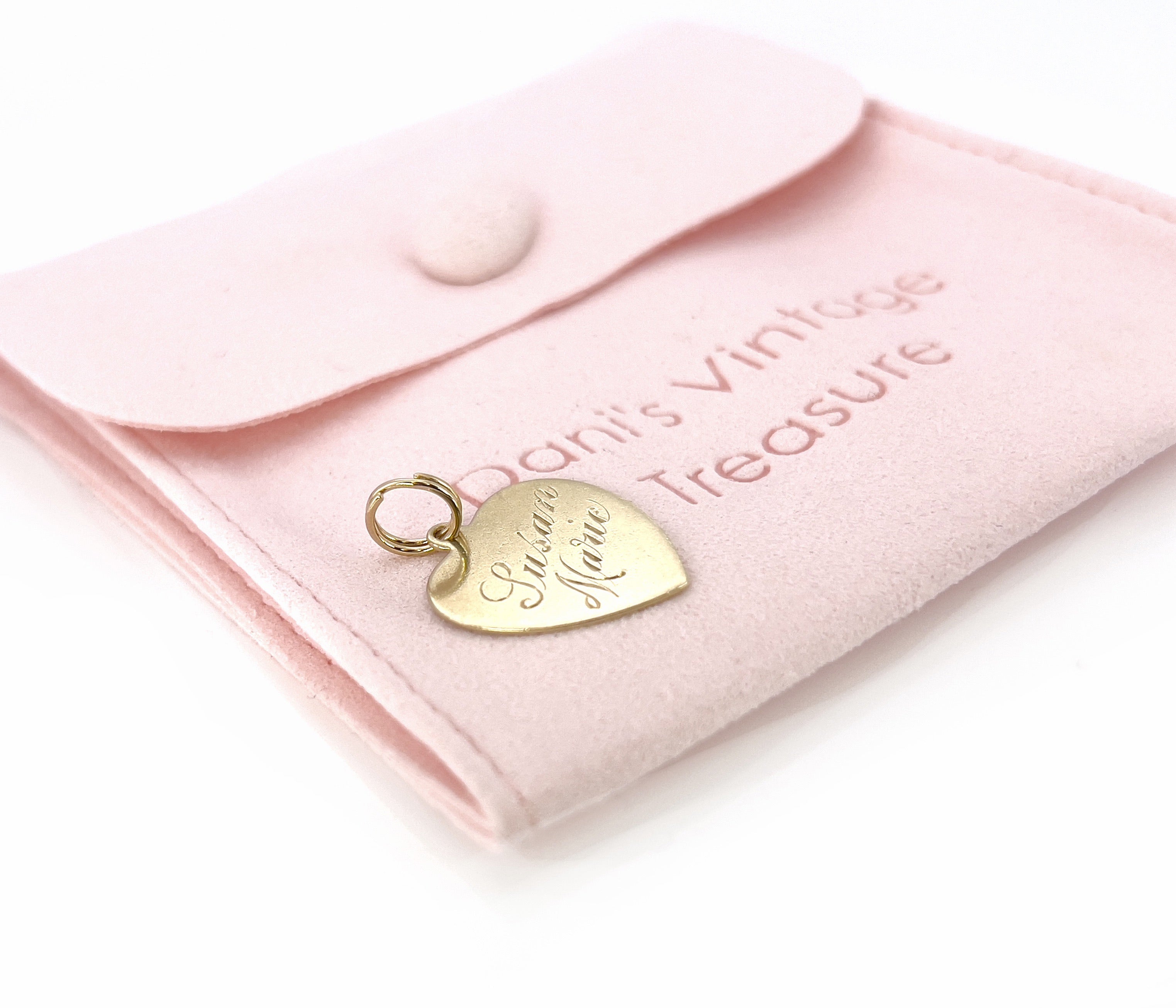Vintage Heart Charm, Pendant, Susan Marie, 7-17-61, 14K