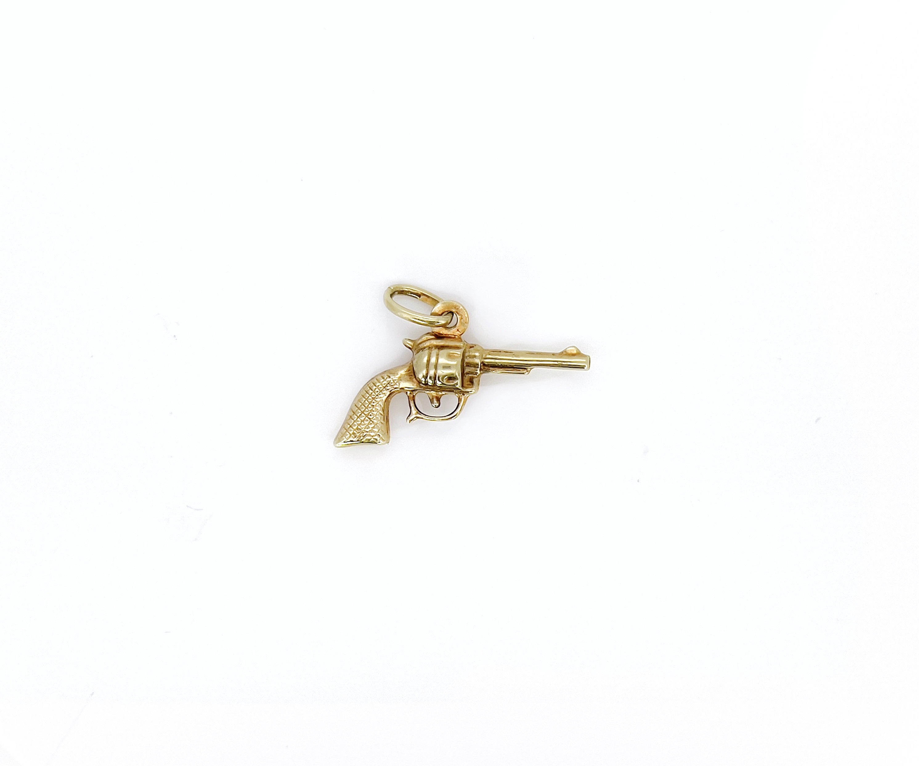 Vintage Revolver Charm, Pendant, 14K
