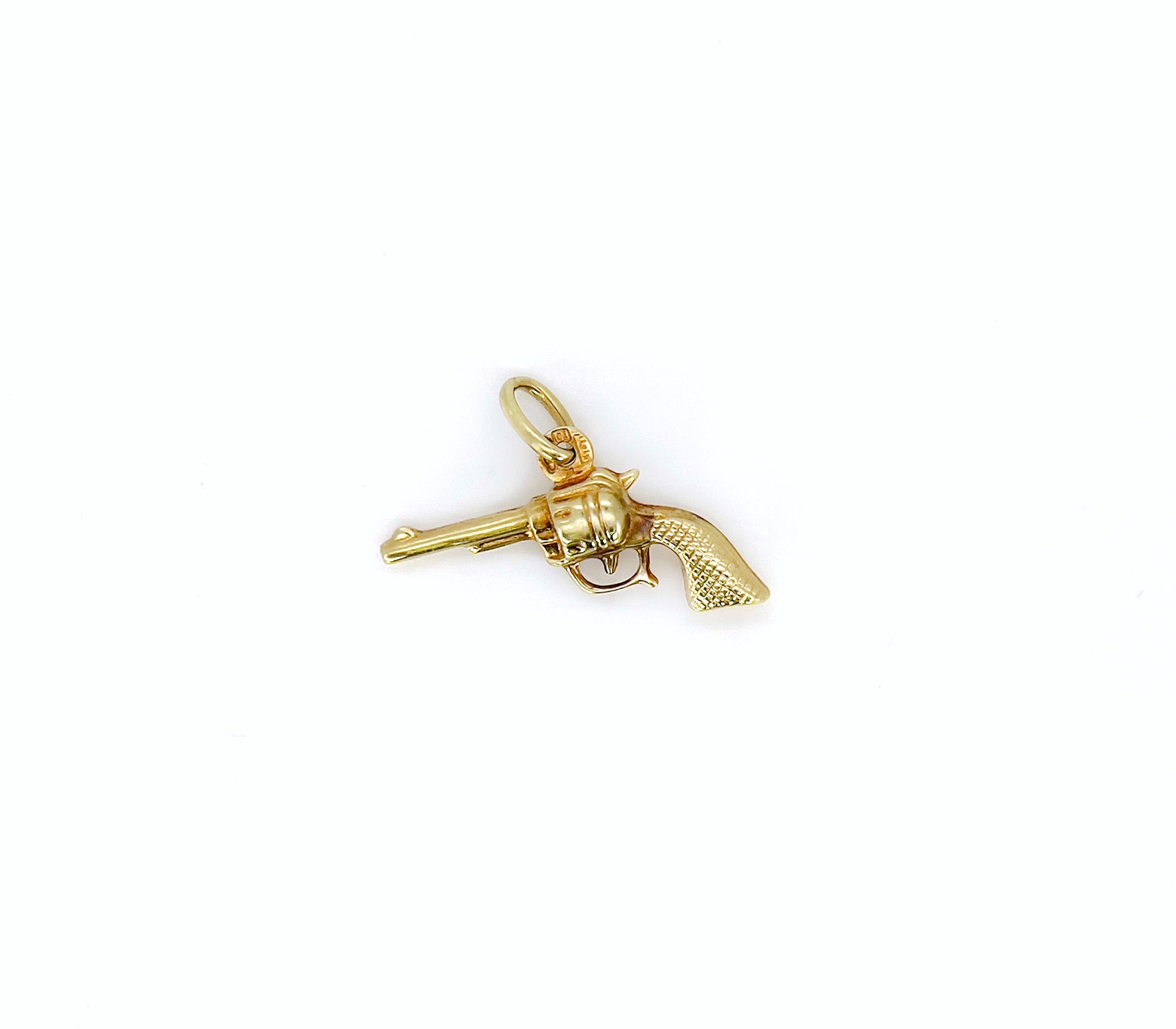 Vintage Revolver Charm, Pendant, 14K