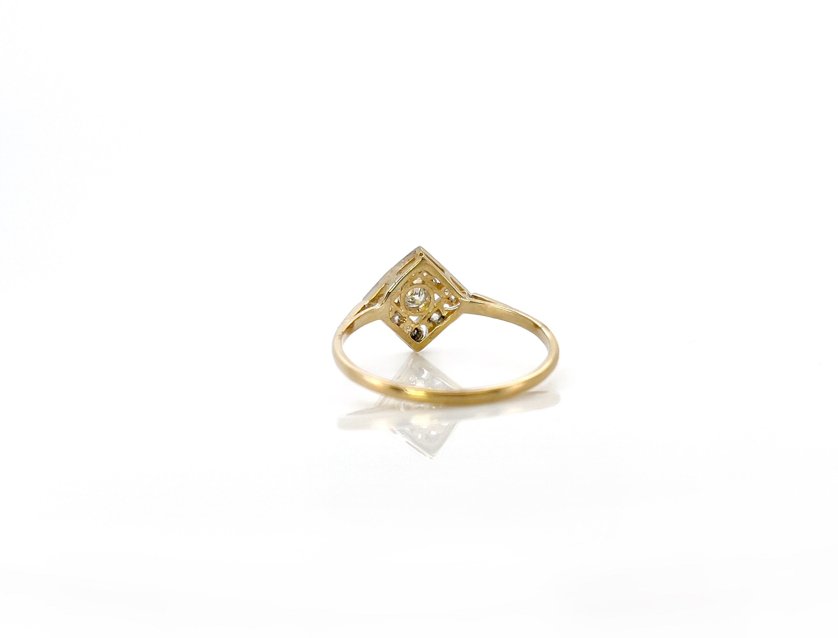 Art Deco Diamond Ring, Old European & Rose Cut Diamonds, 0.07 cttw, Size 7.25