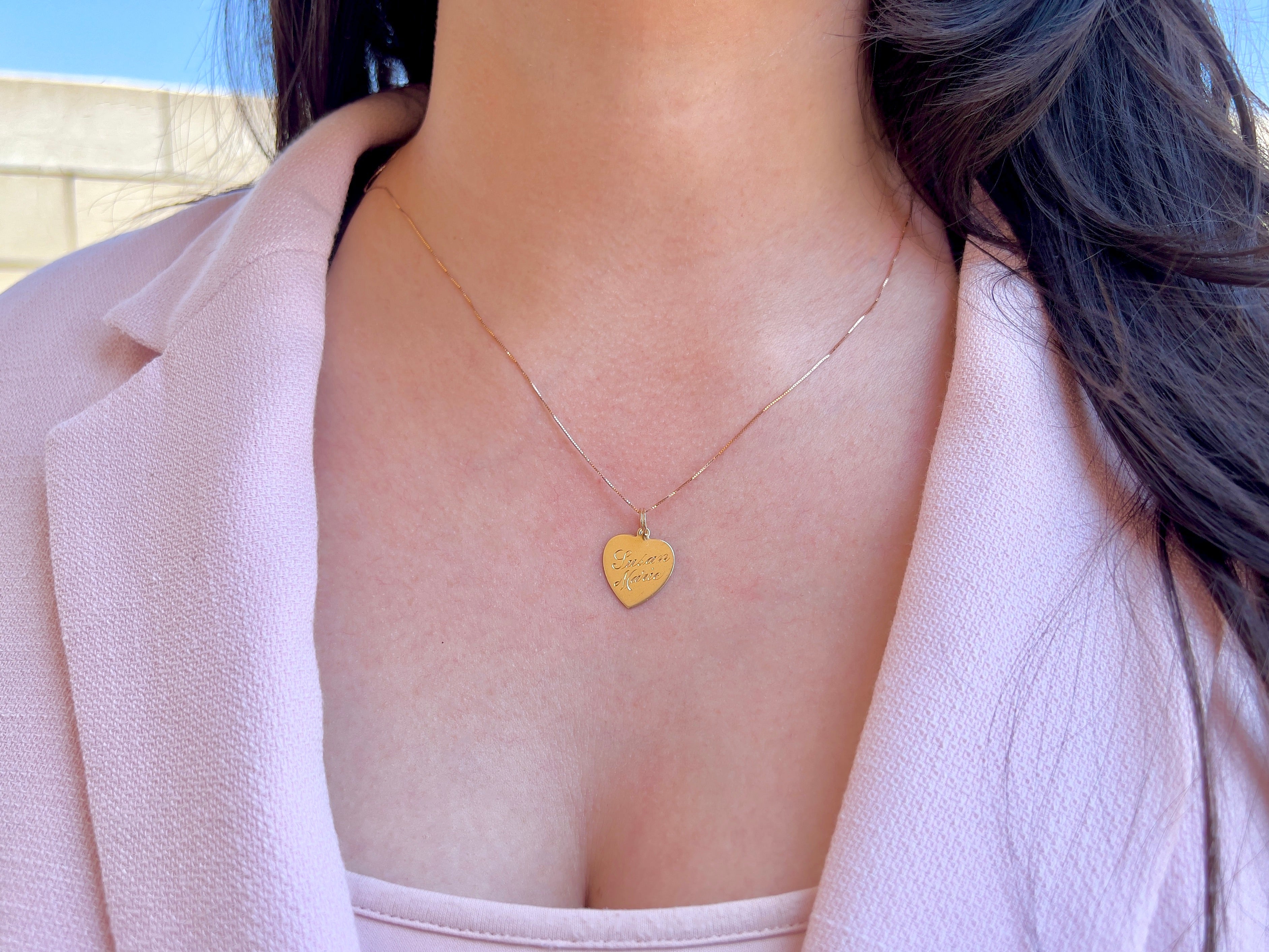 Vintage Heart Charm, Pendant, Susan Marie, 7-17-61, 14K