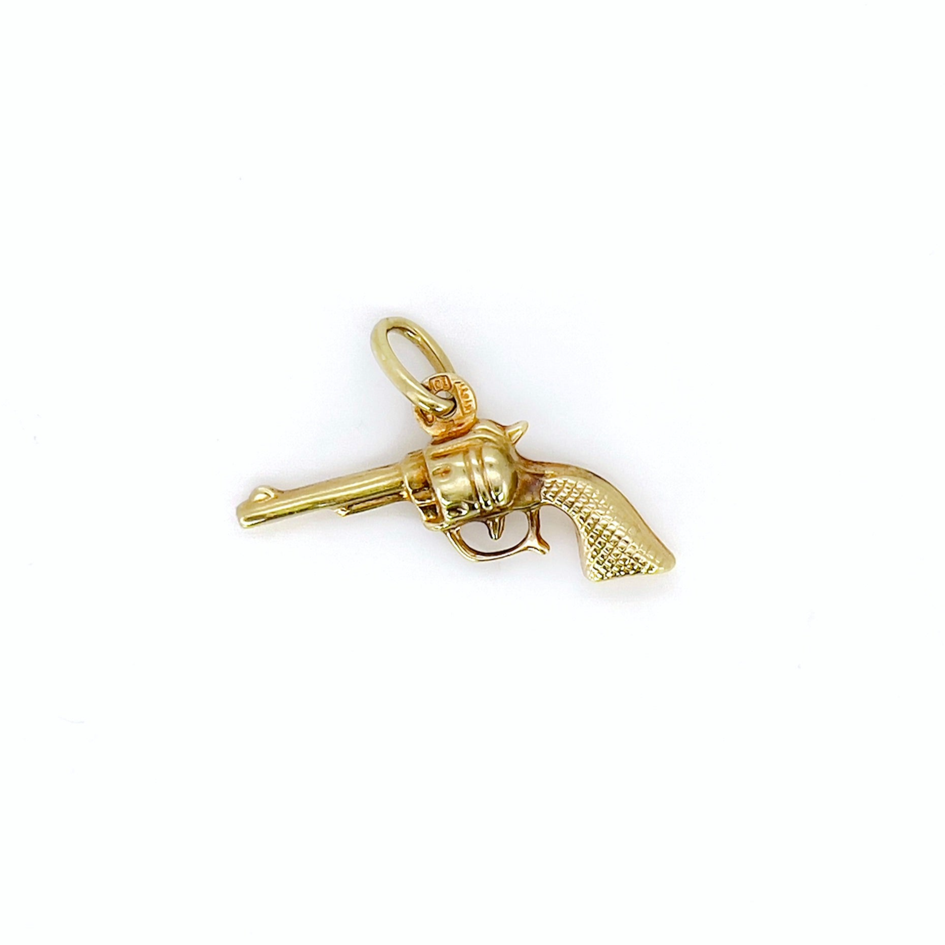 Vintage Revolver Charm, Pendant, 14K