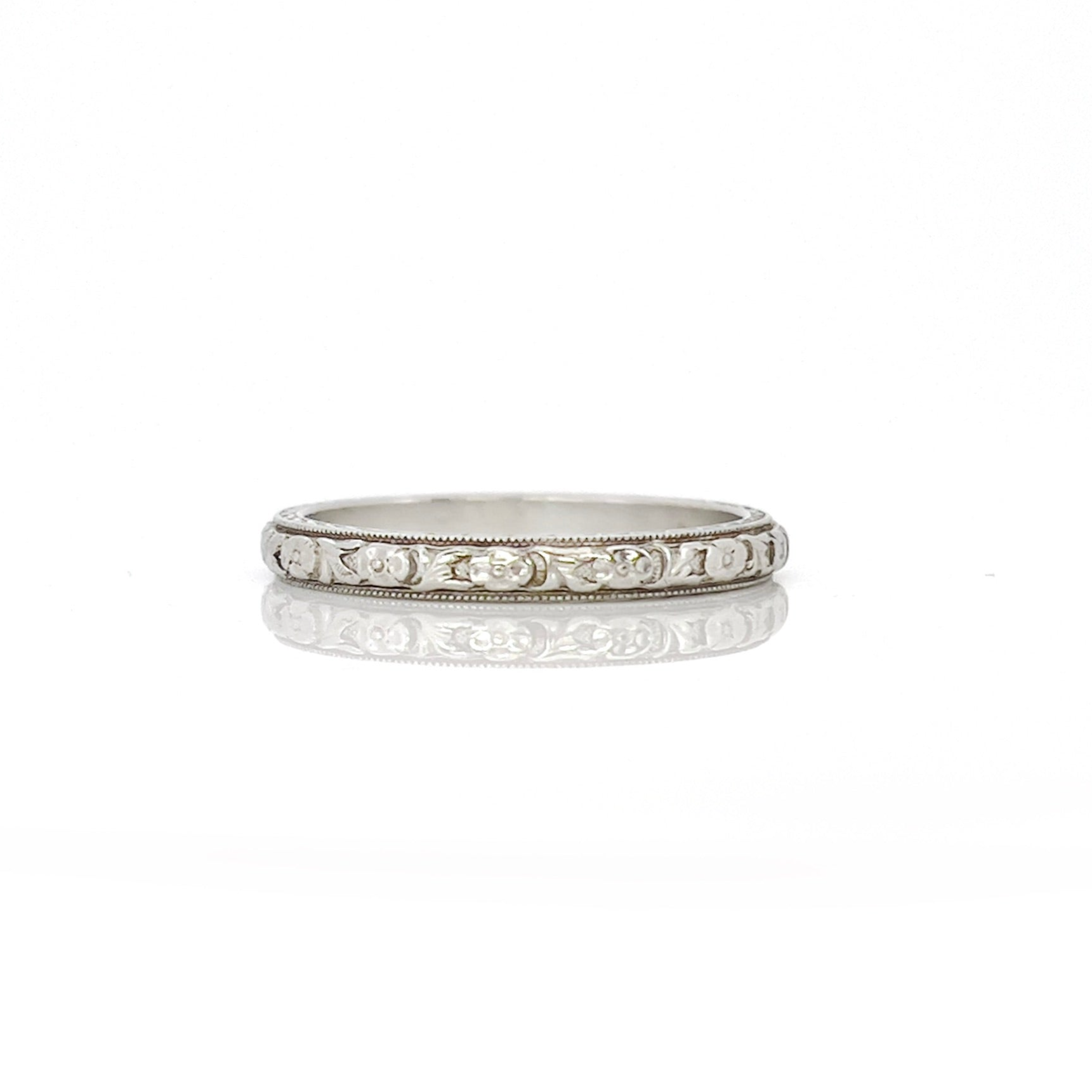 Vintage Priscilla Wedding Band, 18KT & Platinum, Size 6.25