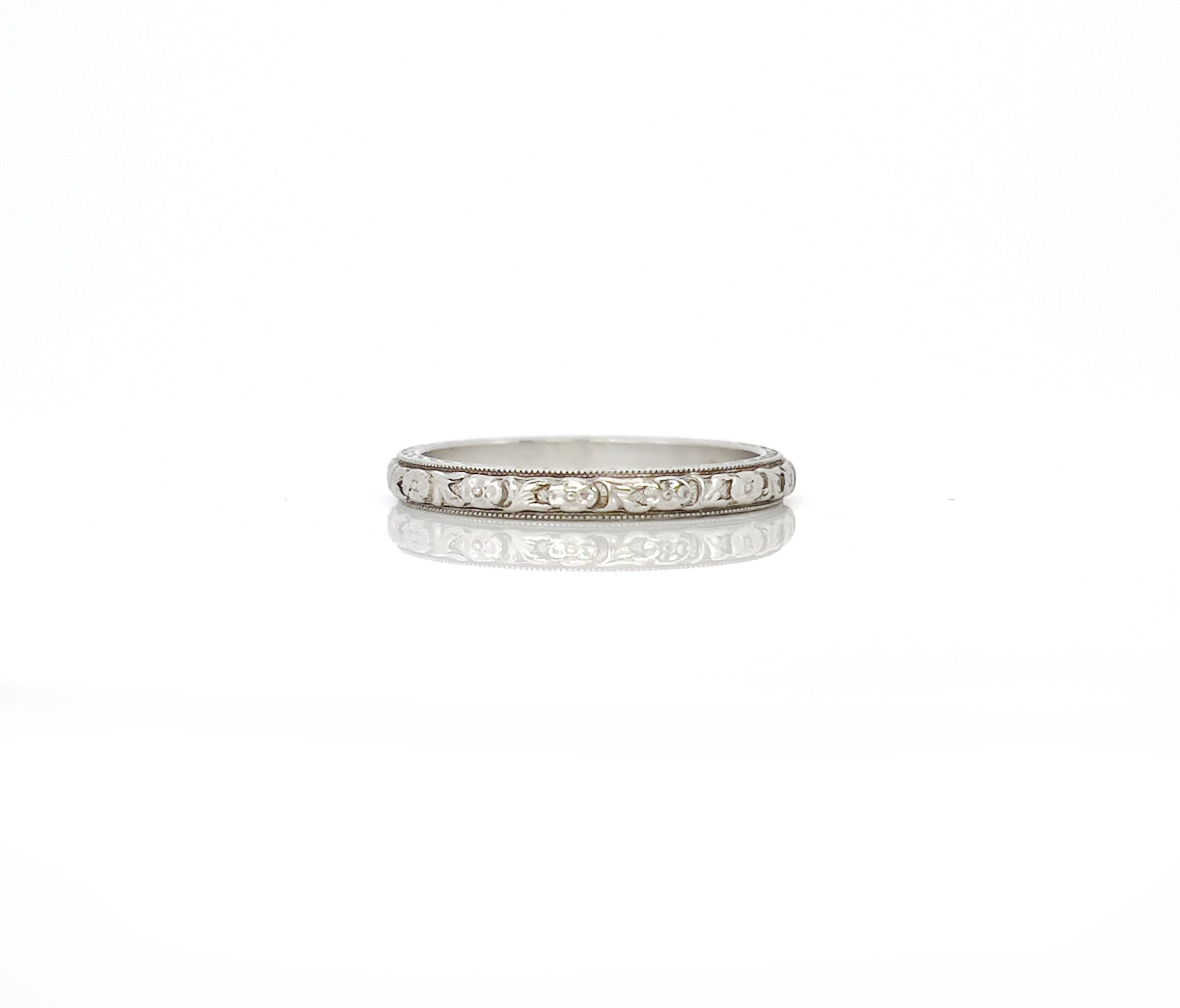Vintage Priscilla Wedding Band, 18KT & Platinum, Size 6.25