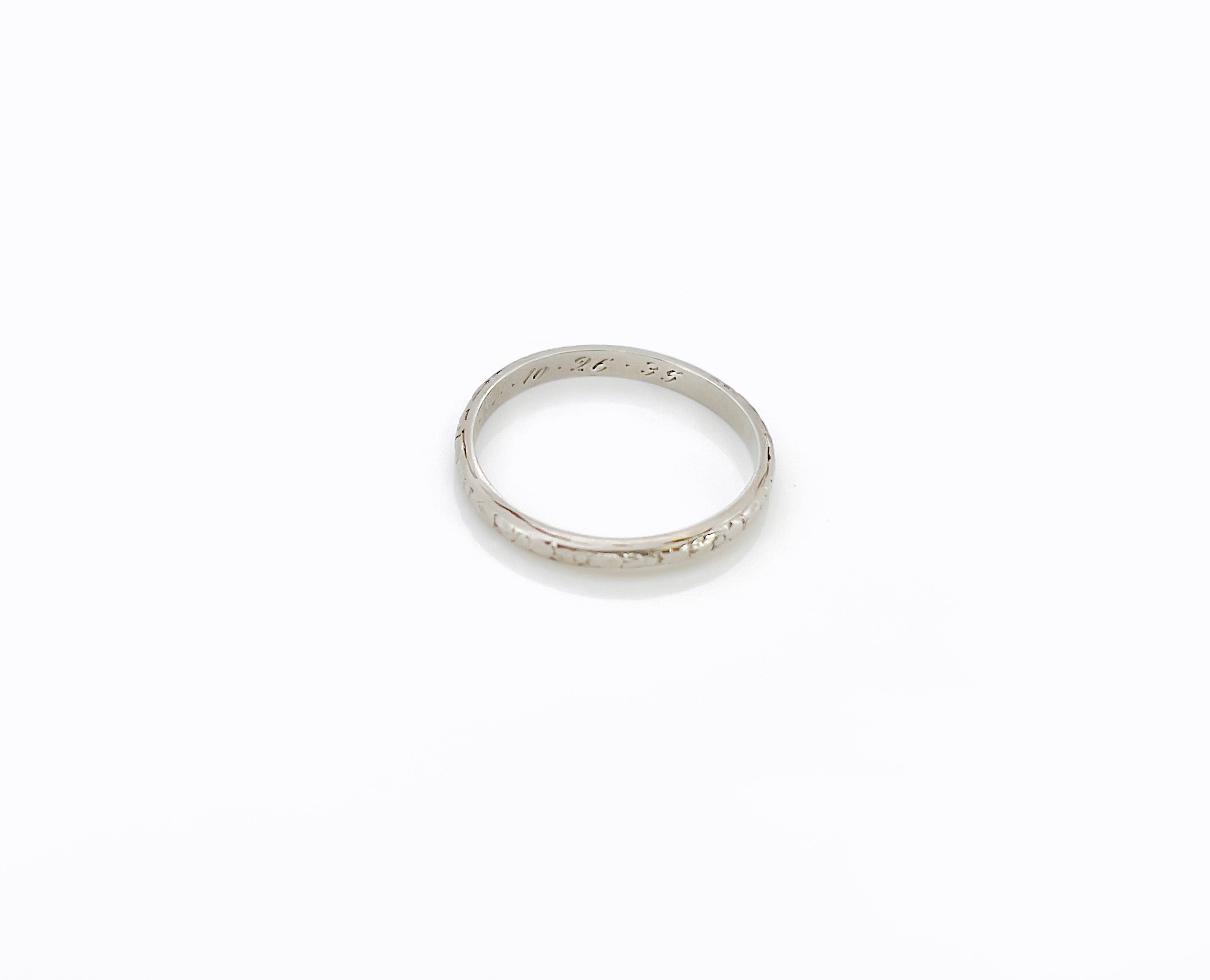 Vintage Belais Wedding Band, Leon to Jane 10-26-35, Size 5.5