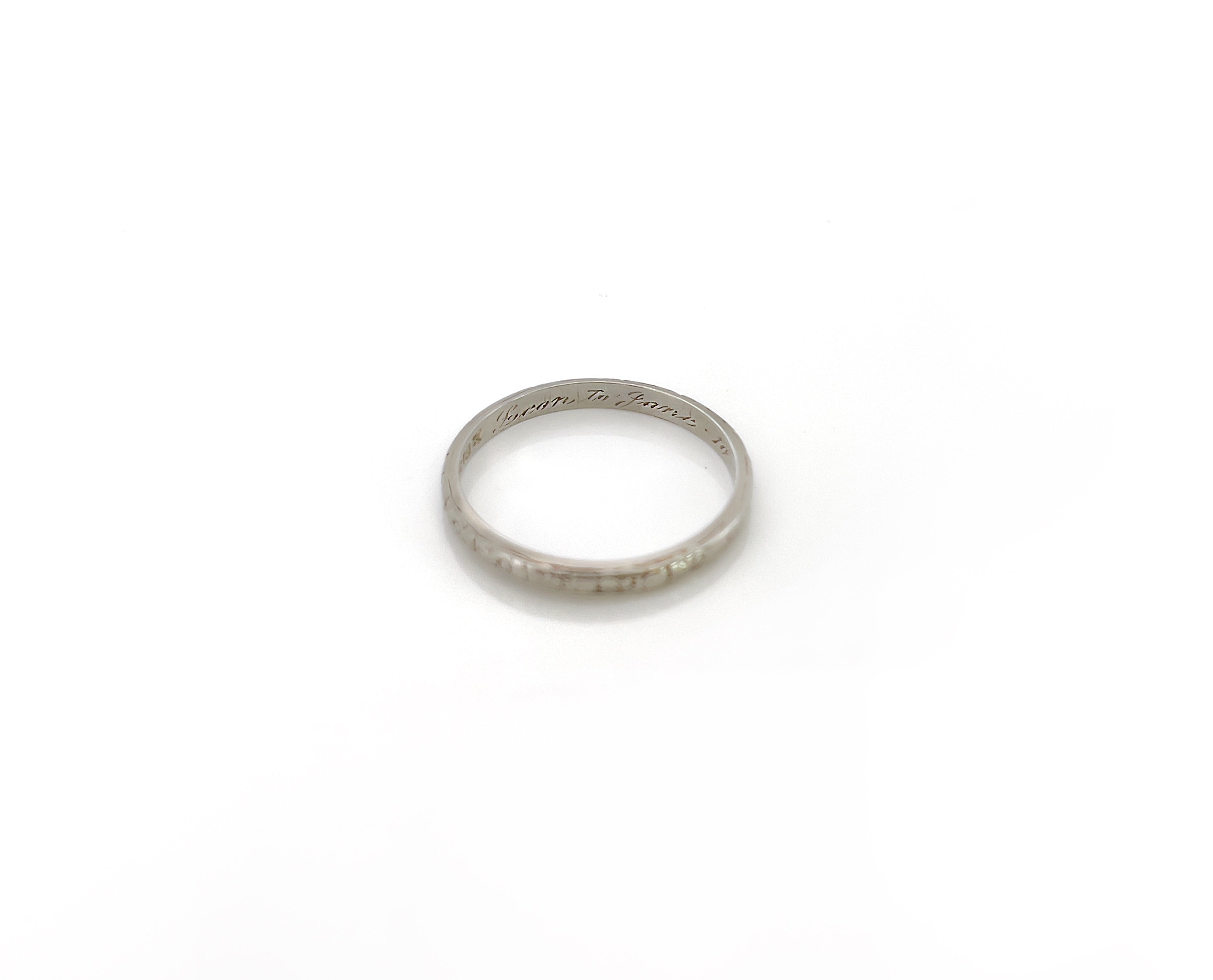 Vintage Belais Wedding Band, Leon to Jane 10-26-35, Size 5.5