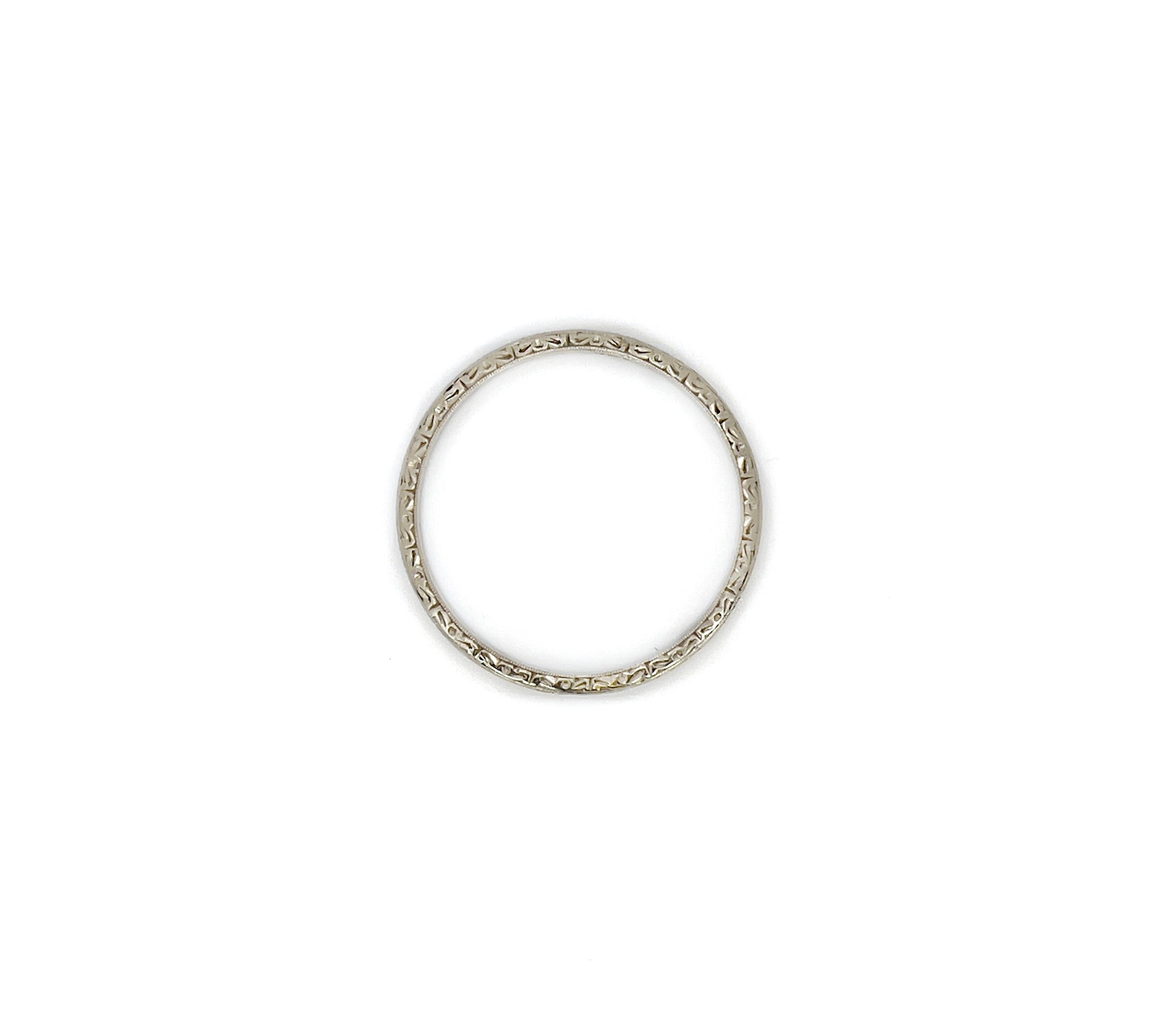 Art Deco Wedding Band, A.M.L. to R.G.P 1929, Size 9.75, 19K