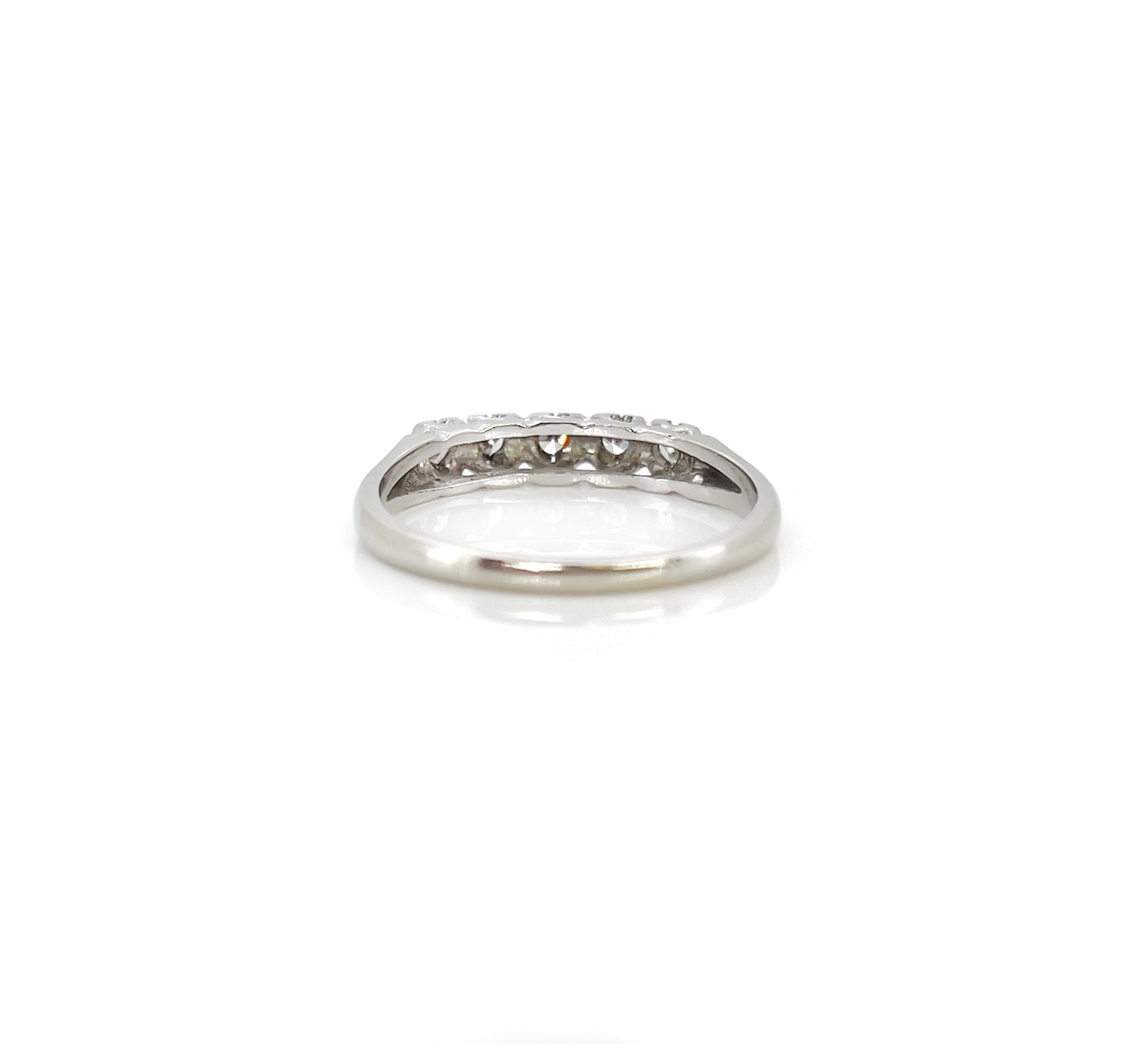 Vintage White Gold Single Cut Diamond Band, Size 8.75