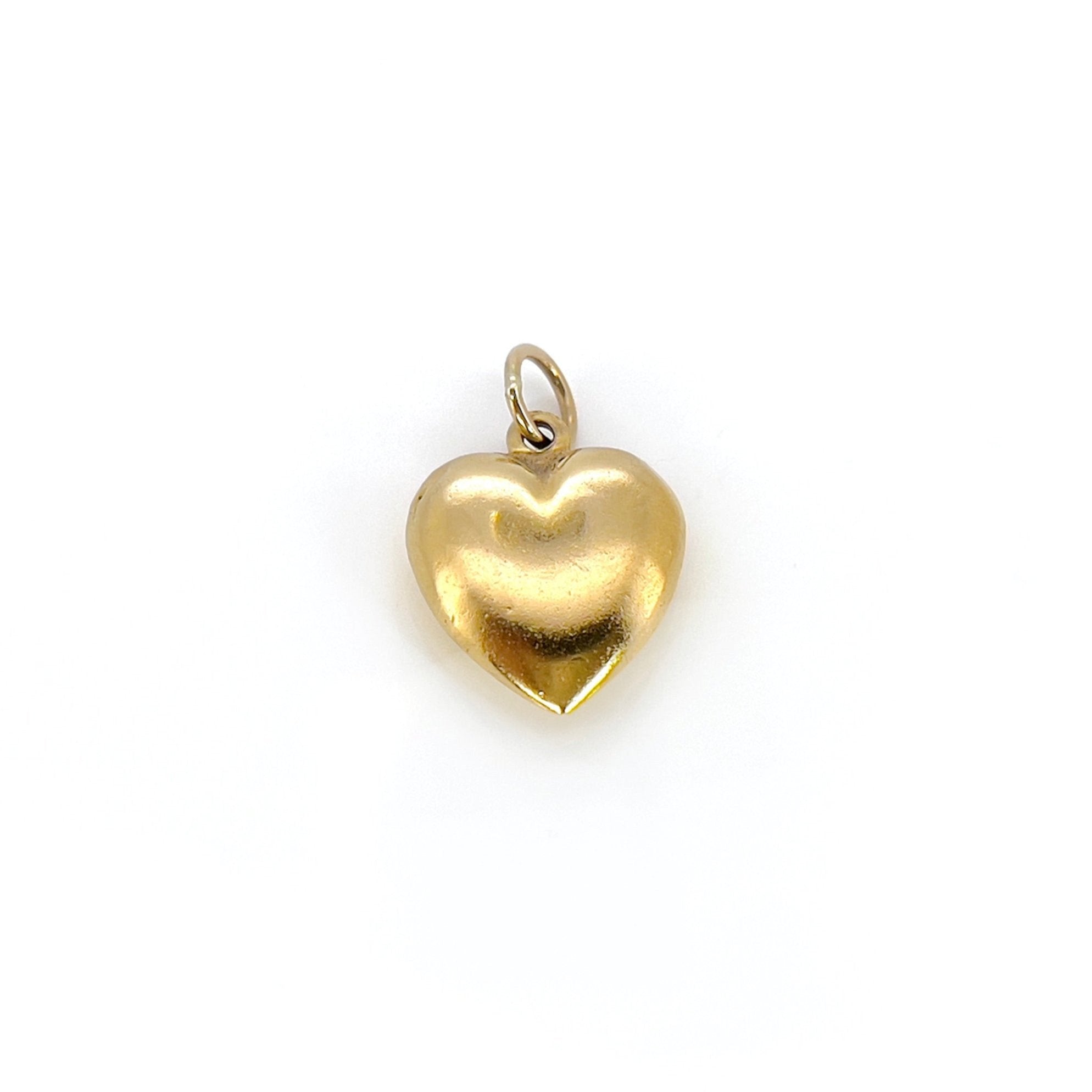 Vintage Gold Puffy Heart Charm, 9K
