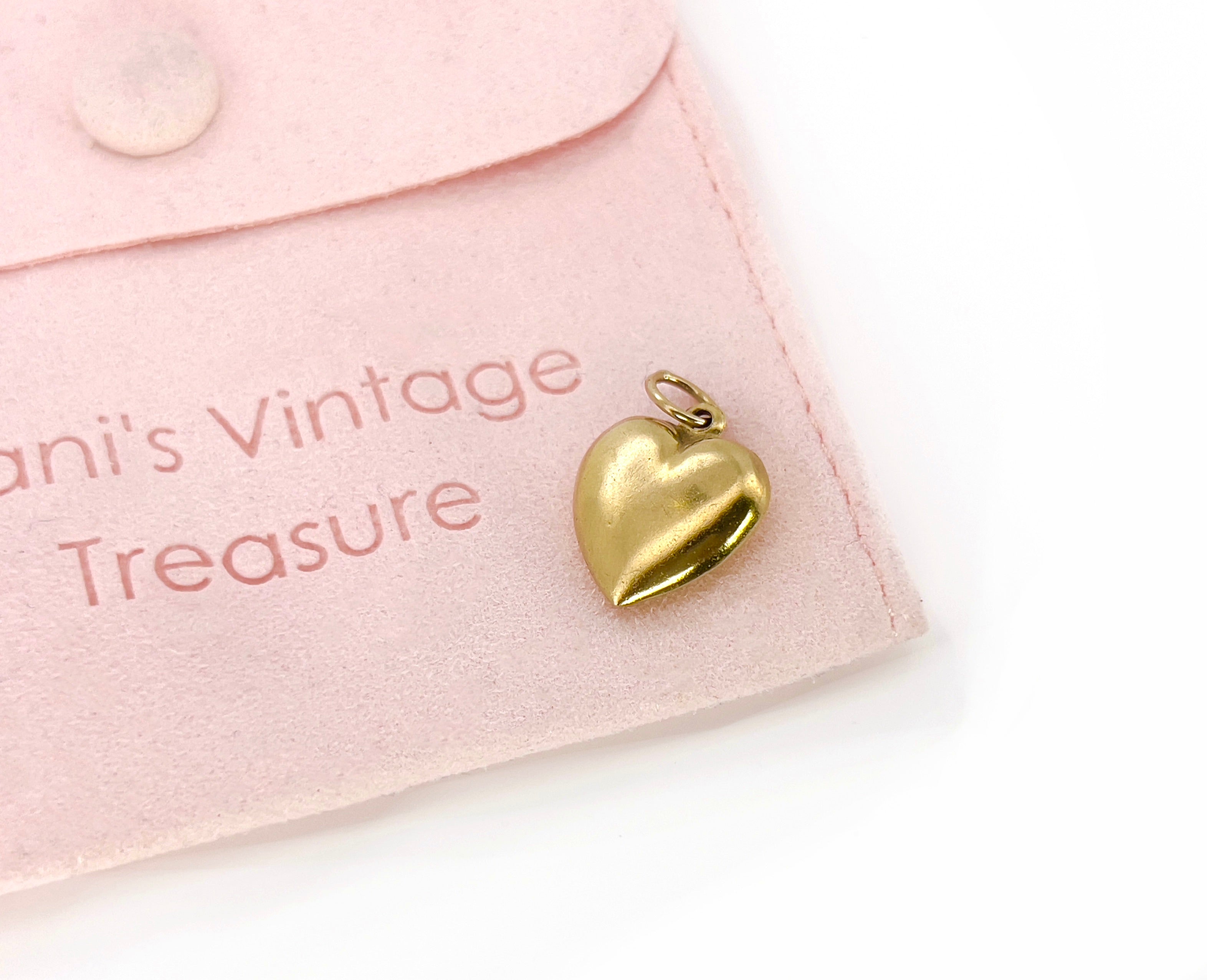 Vintage Puffy Heart Charm, 9K