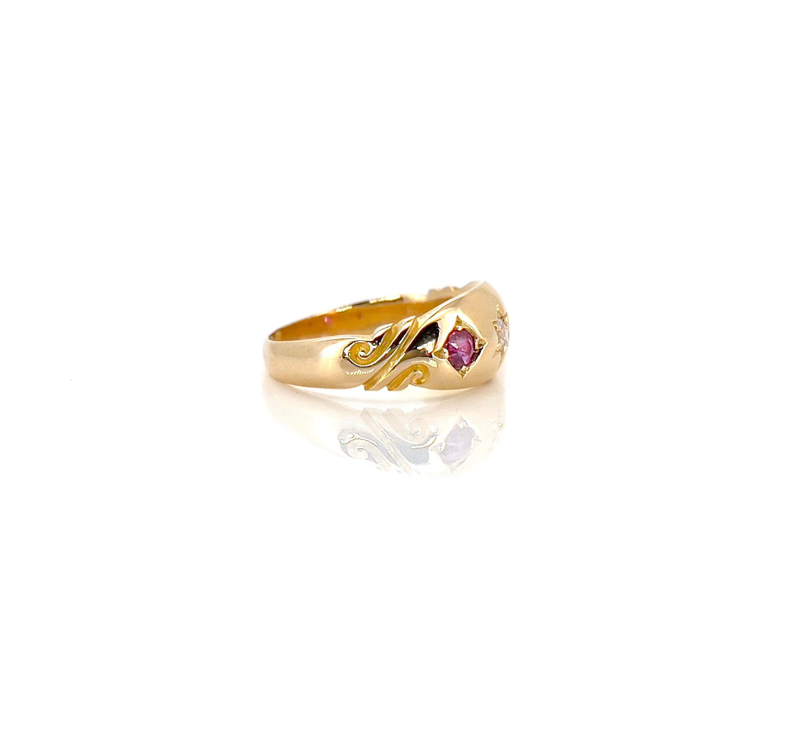 Victorian Old Mine Cut Diamond Starburst Ring, Chester 1899, Size 4