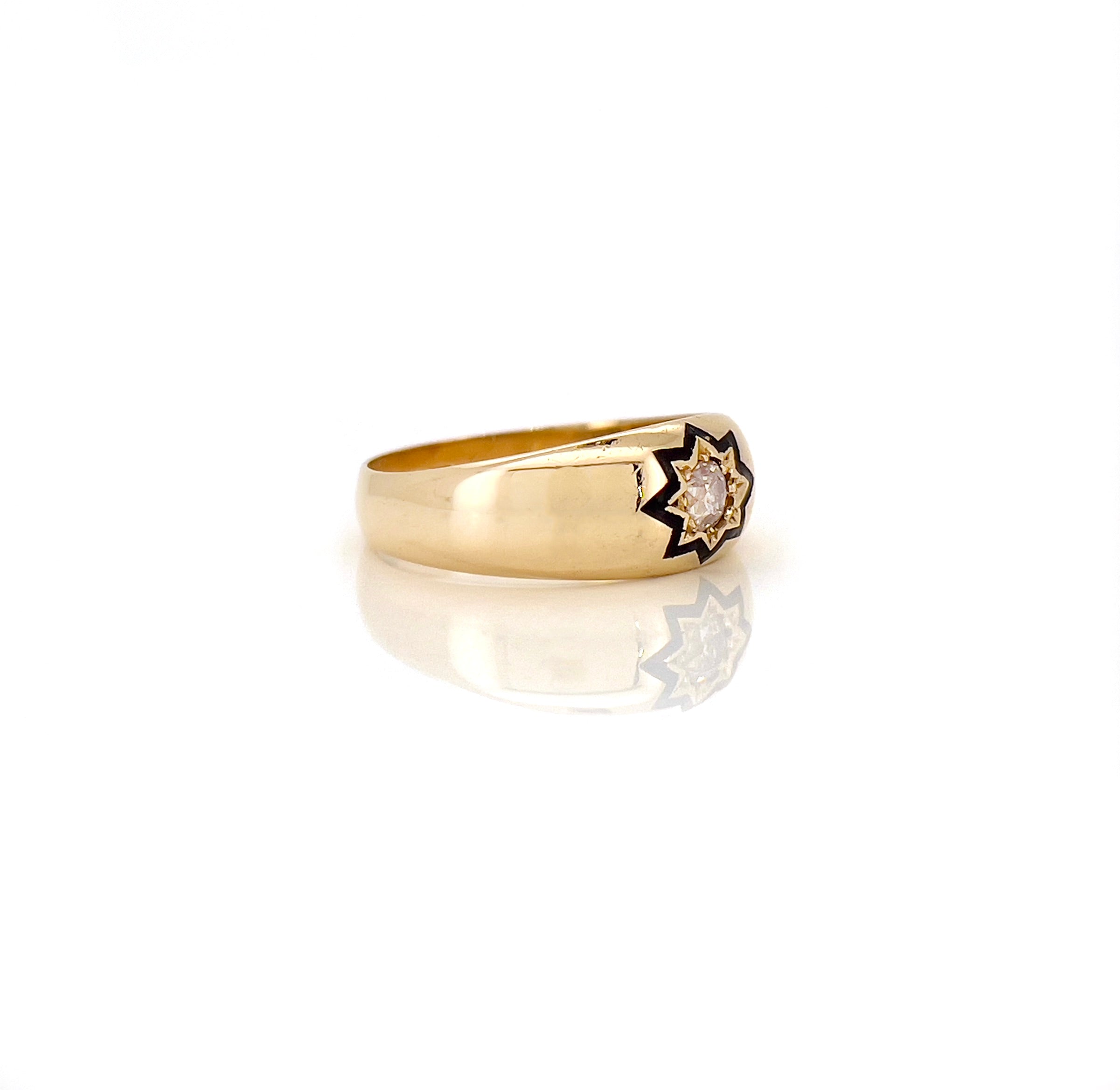 Antique Old Mine Cut Diamond Starburst Ring, 0.30 ct, Chester 1889, Size 8.5