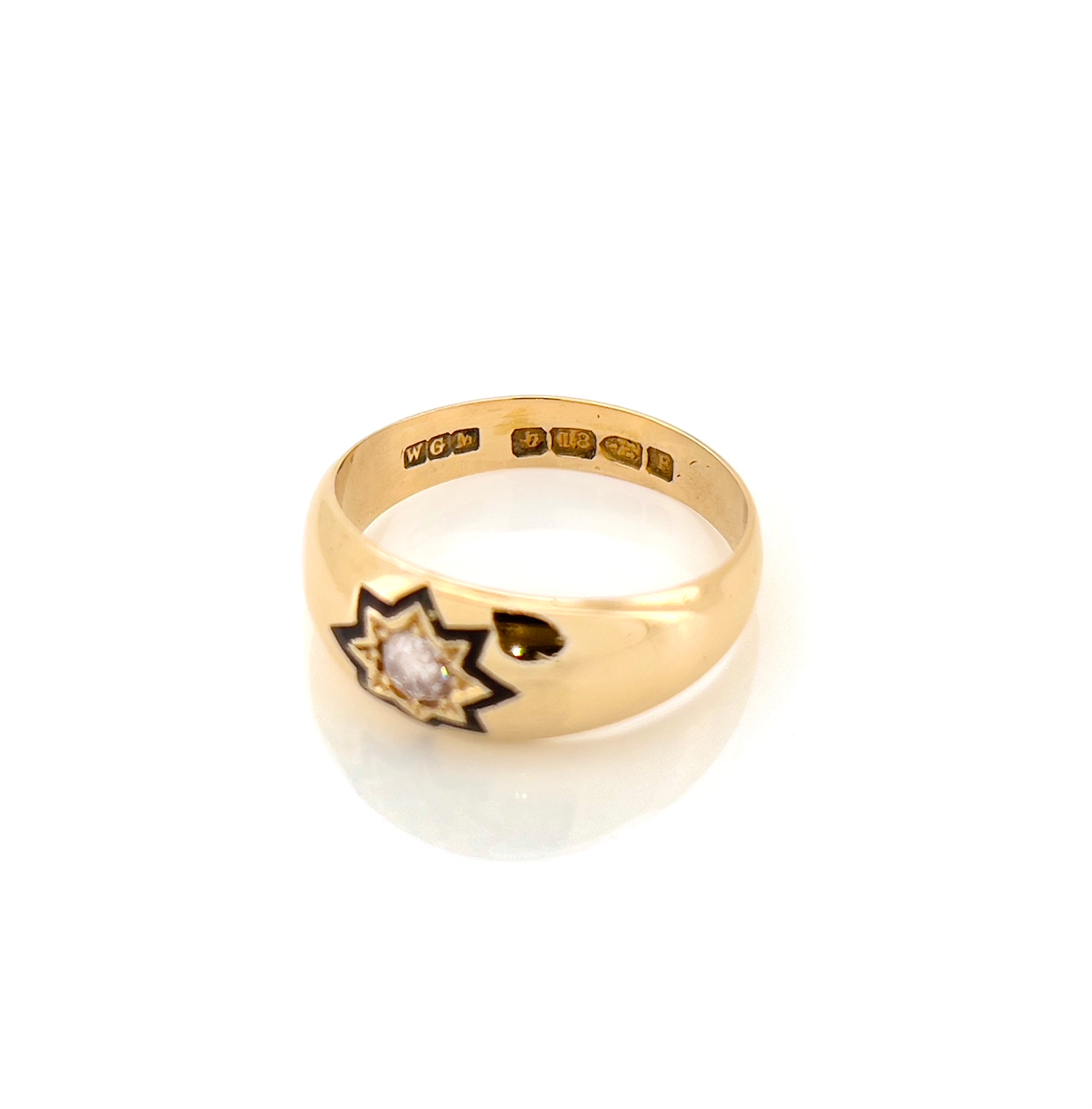 Antique Old Mine Cut Diamond Starburst Ring, 0.30 ct, Chester 1889, Size 8.5
