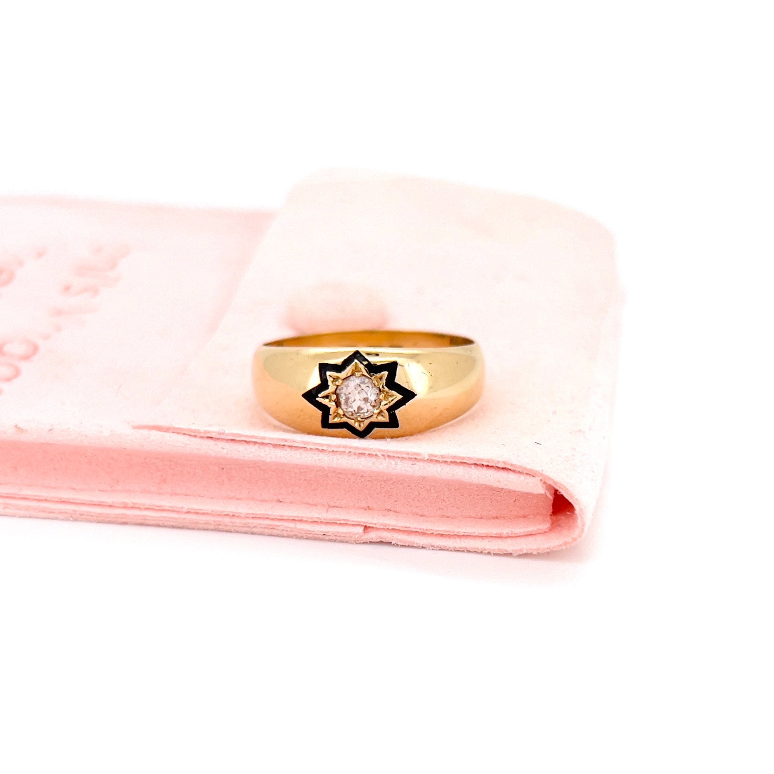 Victorian Old European Cut Diamond Starburst Ring, 0.30 ct, Chester 1889, Size 8.5