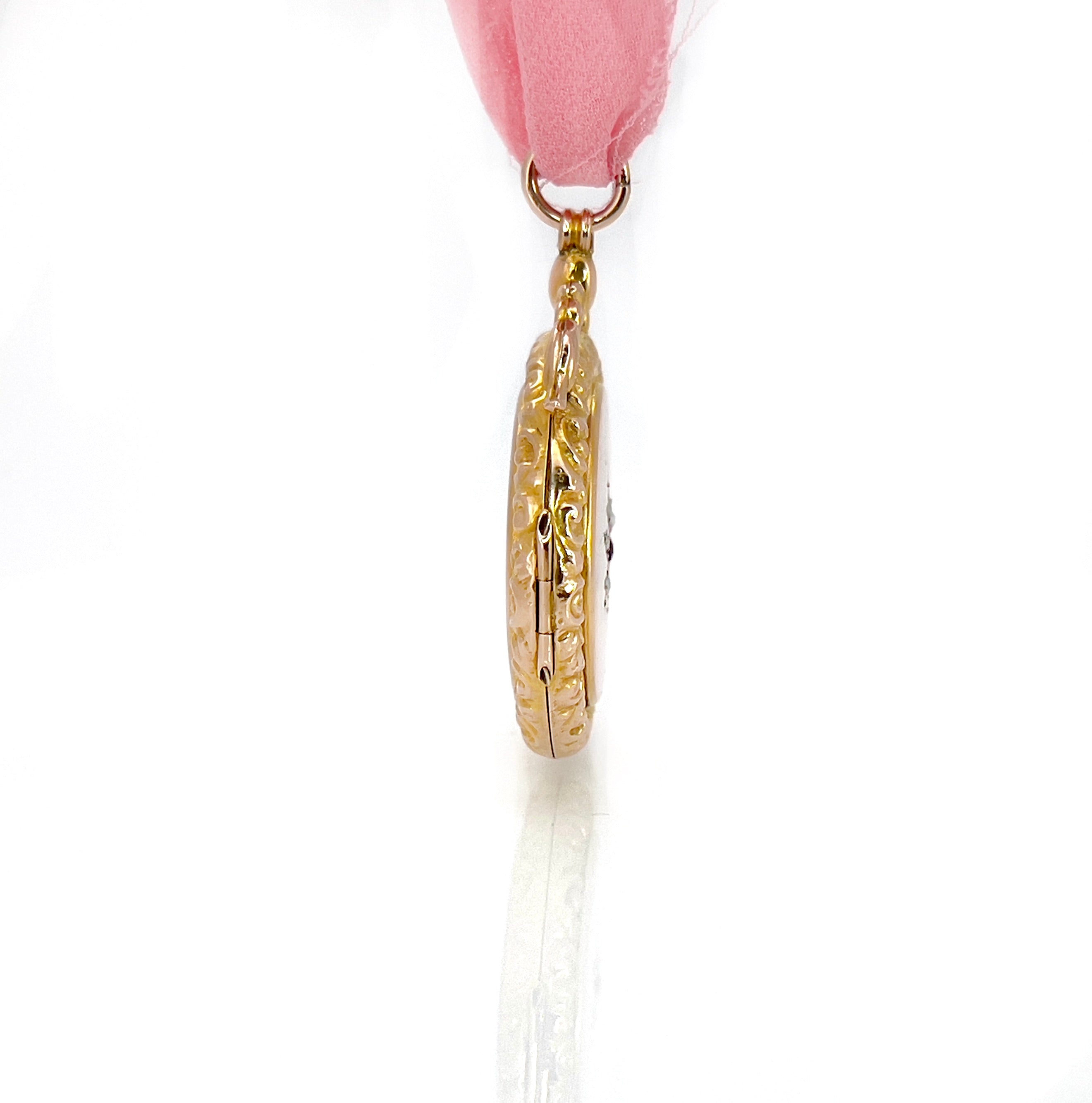Antique Pearl & Garnet Star Celestial Locket, 9K