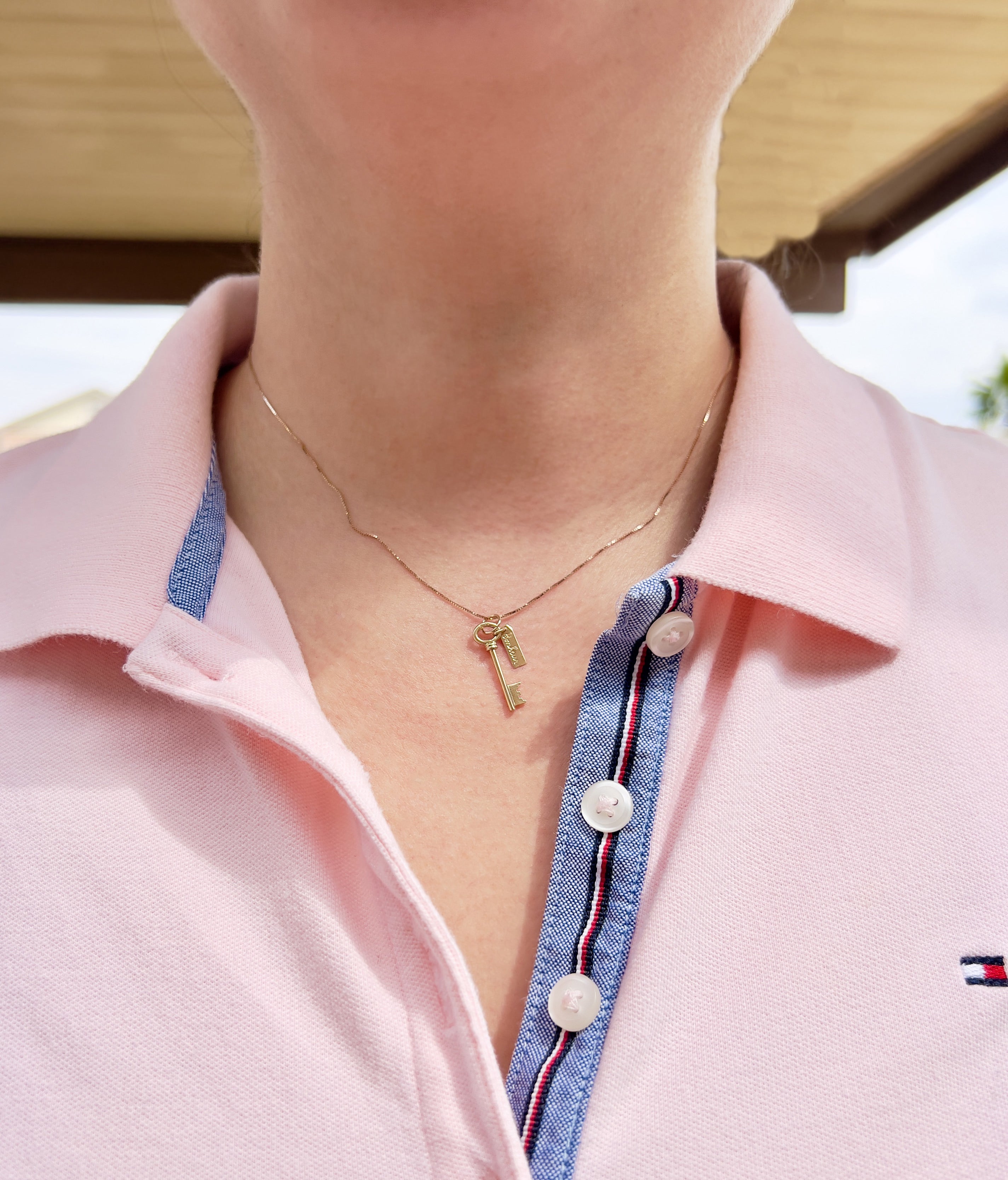 Bonheur Key Charm, 14K