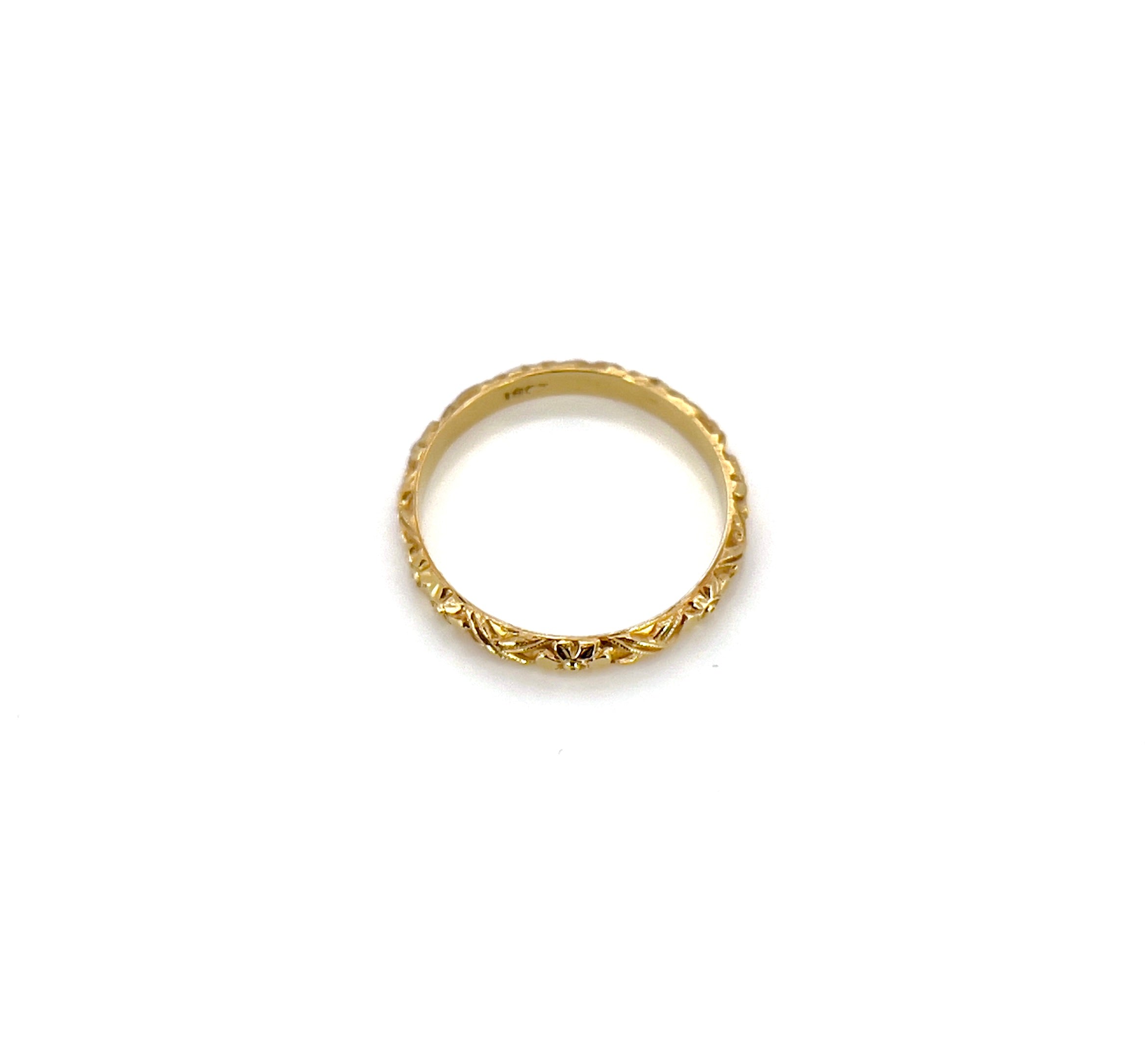 Vintage Flower Wedding Band, 18K, Size 5
