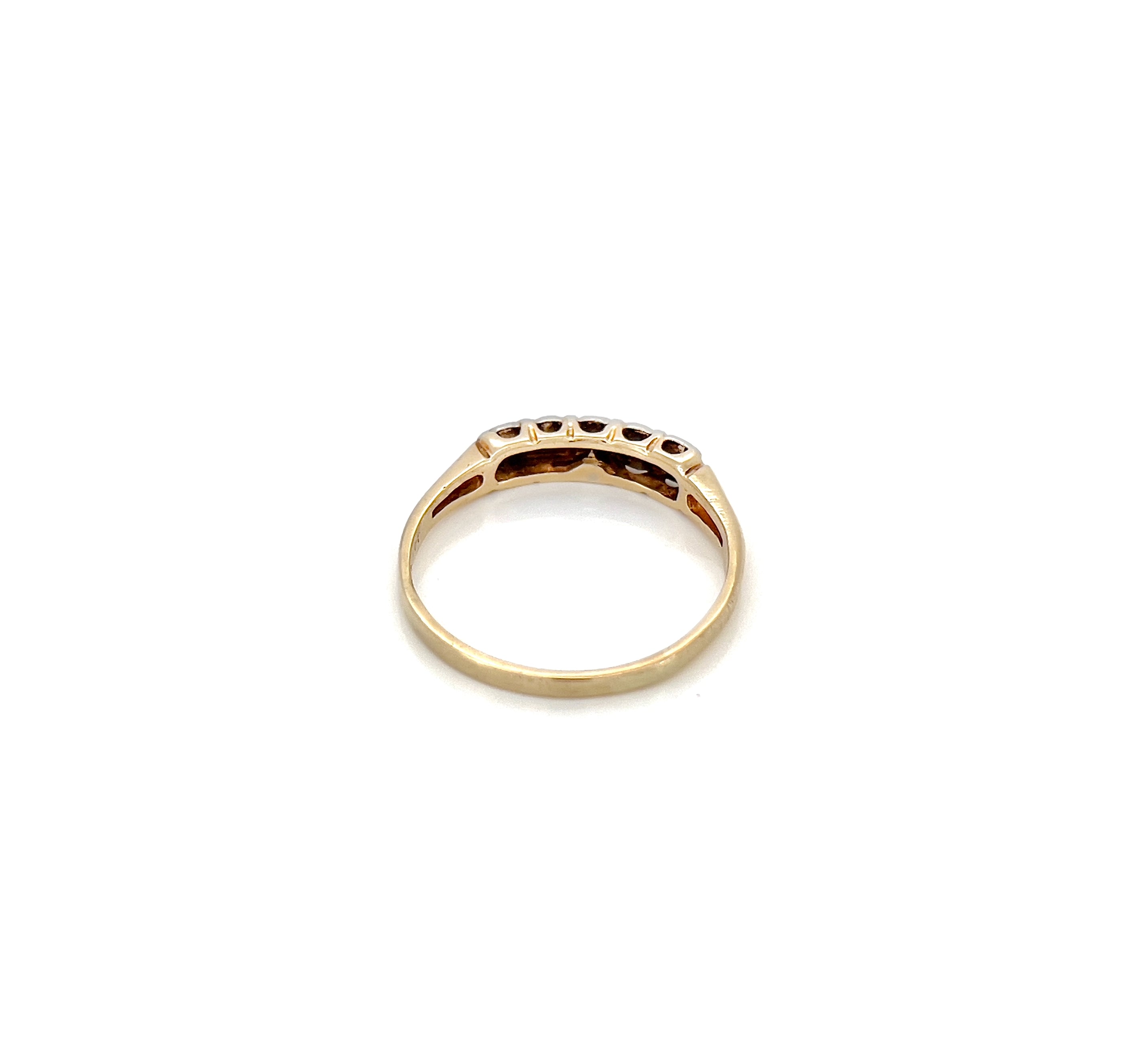 Two Tone Criss Cross Single Cut Diamond Wedding Ring, Size 7.5