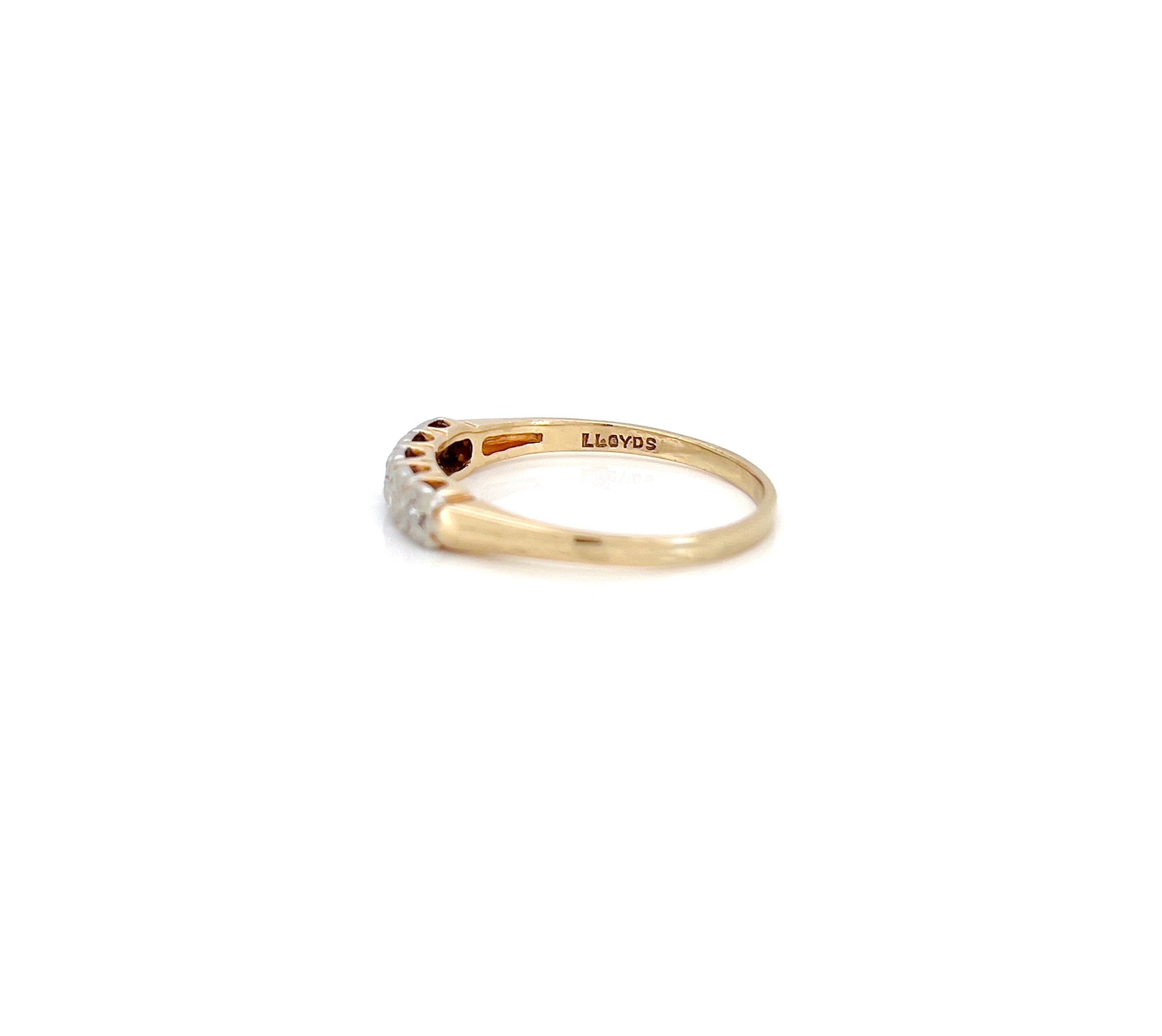 Two Tone Criss Cross Single Cut Diamond Wedding Ring, Size 7.5